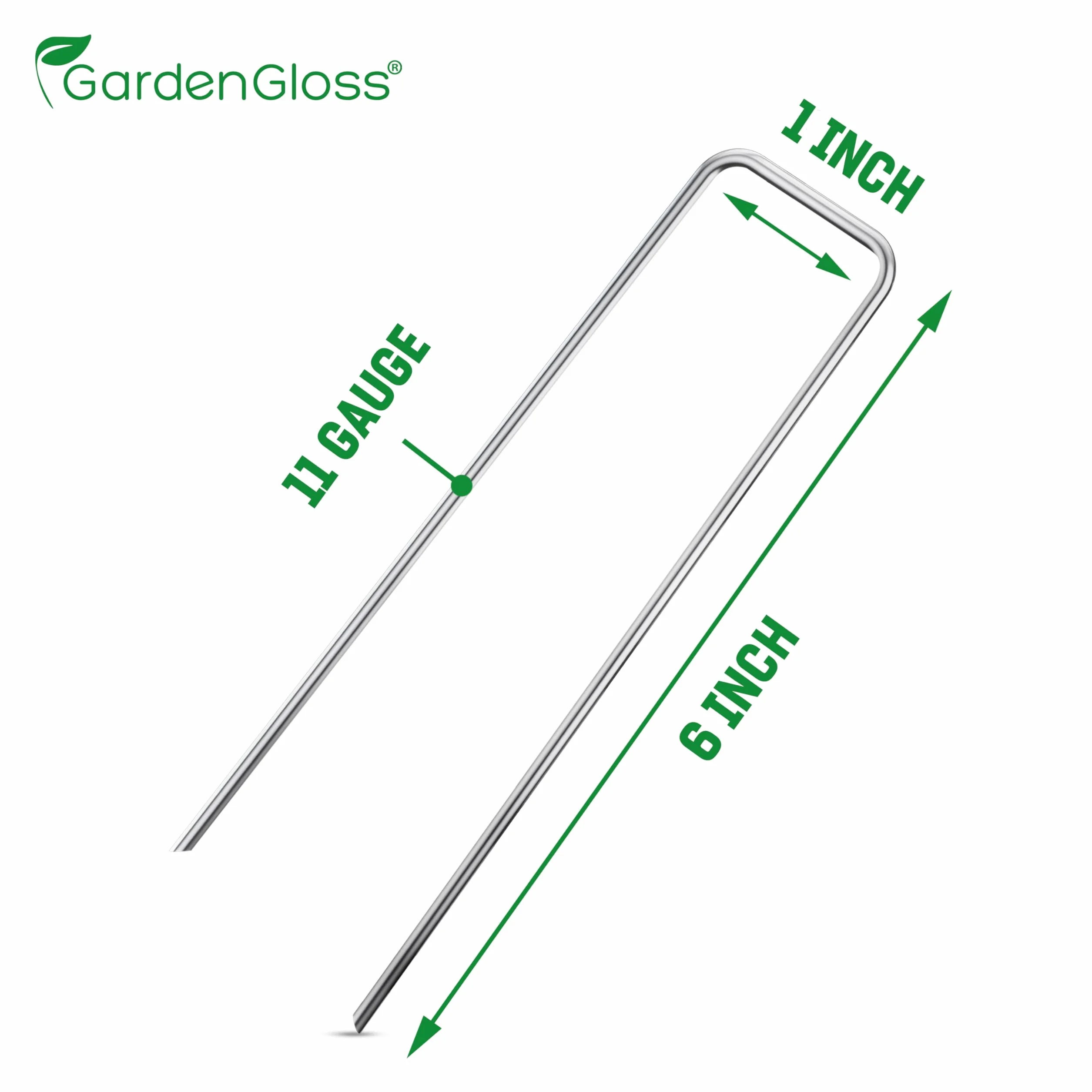 GardenGloss Stalowe Kotwy Przeciw Rdzy (100 szt.) - Solidne Szpilki do Agrowłókniny, Siatek, Ogrodzeń i Kempingu - 150 mm Długie, 25 mm Szerokie, Ø 3 mm