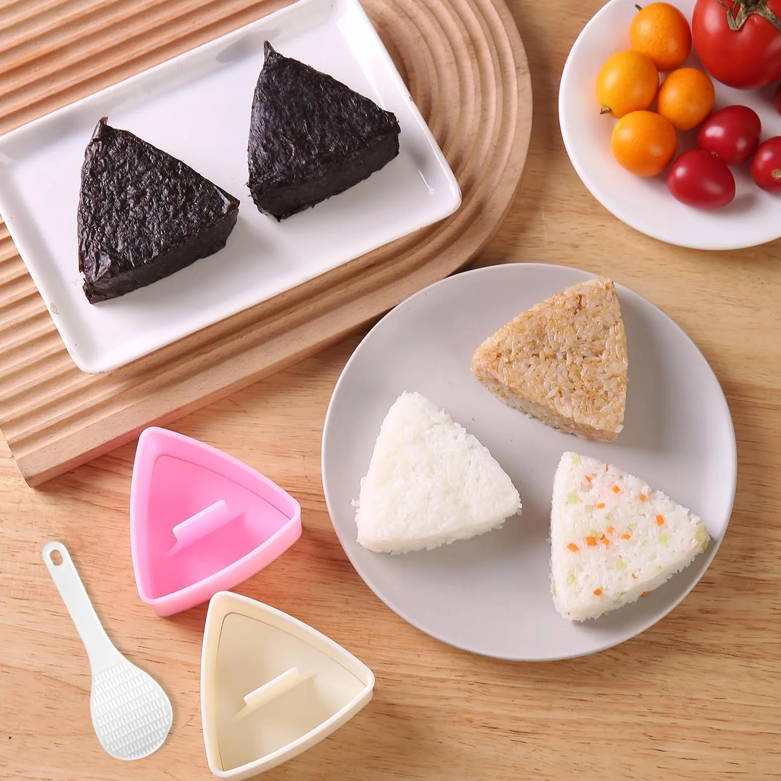 Onigiri 3-częściowy zestaw do robienia sushi, Onigiri, akcesoria do robienia sushi, trójkątna prasa do sushi, do formowania ryżu, narzędzie DIY