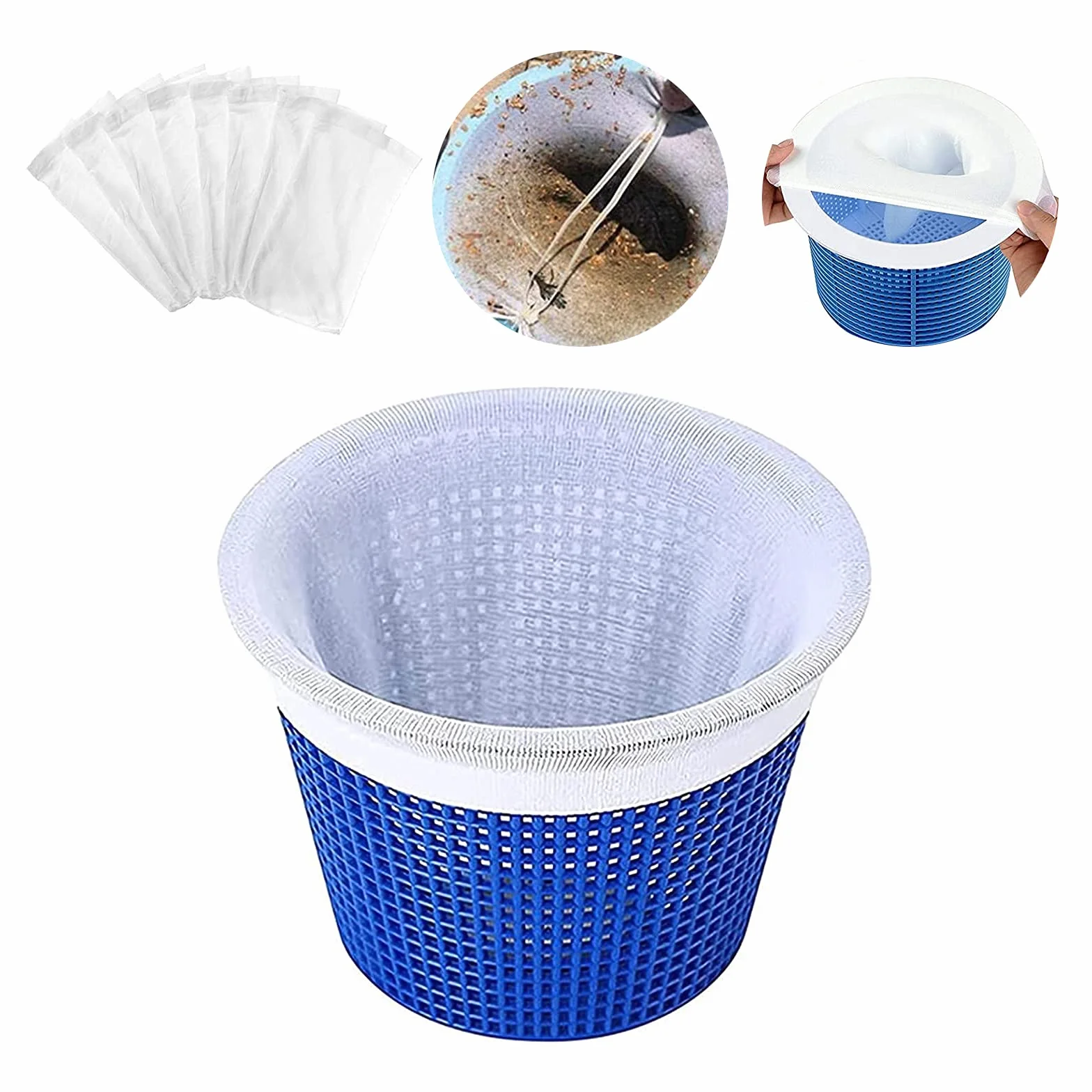 无品牌 8 szt. skimmerów do basenu, skimmer do basenu, filtr filtrujący do kosza filtrującego, sitko do kosza basenowego