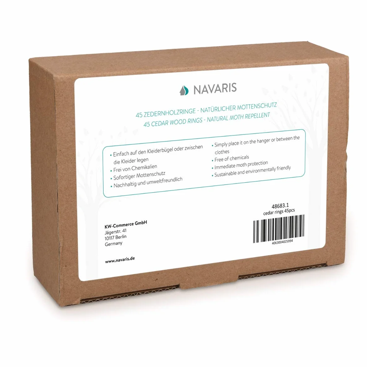 Navaris 45x ekologiczne pierścienie zabezpieczające przed molami z drewna cedrowego - ochrona przed molami do wieszaków w szafie pod szufladą łóżka - drewno zapachowe przeciw molom
