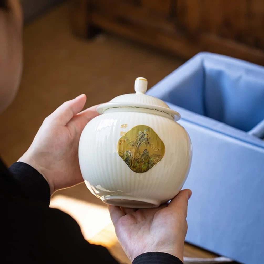 XYNSNDB Słoik na cukier ceramiczny zbiornik na sypką herbatę pusty zbiornik duży szczelny zbiornik czarna herbata do użytku domowego zielona herbata pojemnik na herbatę zbiornik pojemnik na herbatę