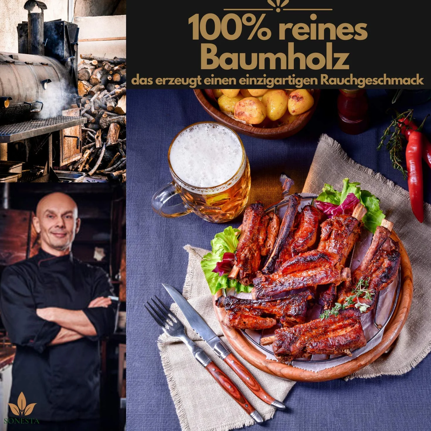 Czereśnia - 1 KG Zrębki do wędzenia i grilla | 100% Naturalne Drewno z Polskich Lasów | Idealny do grillowania Landmann, Weber, Barbecook i innych | SZLACHETNY I MIĘKKI DYM | XL
