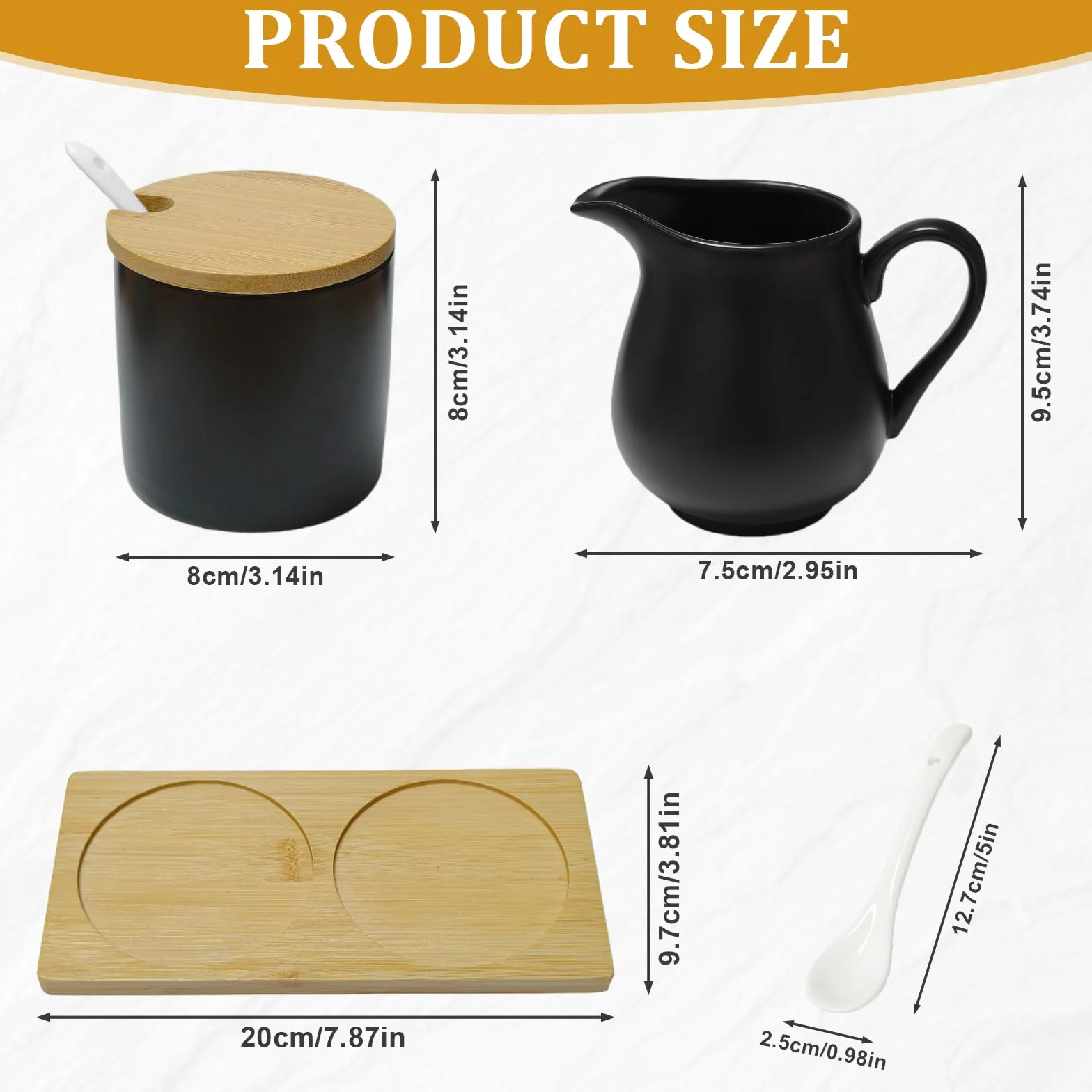 Zestaw do mleka i cukru z pokrywką i łyżeczką, ceramiczny mlecznik i cukiernica z drewnianym podtacznikiem, zestaw do mleka i cukru do kawy, mleczka odporna na mikrowfalę i zmywarkę