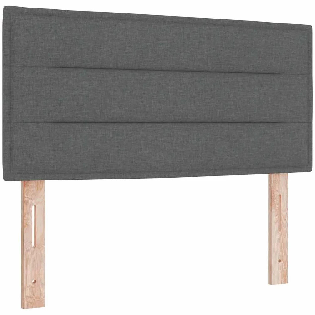 Łóżko kontynentalne z poduszką, ciemnoszare, 80 x 200 cm, materiał, regulowany zagłówek, materac piankowy ze sprężynami kieszeniowymi, stelaż z drewna i metalu