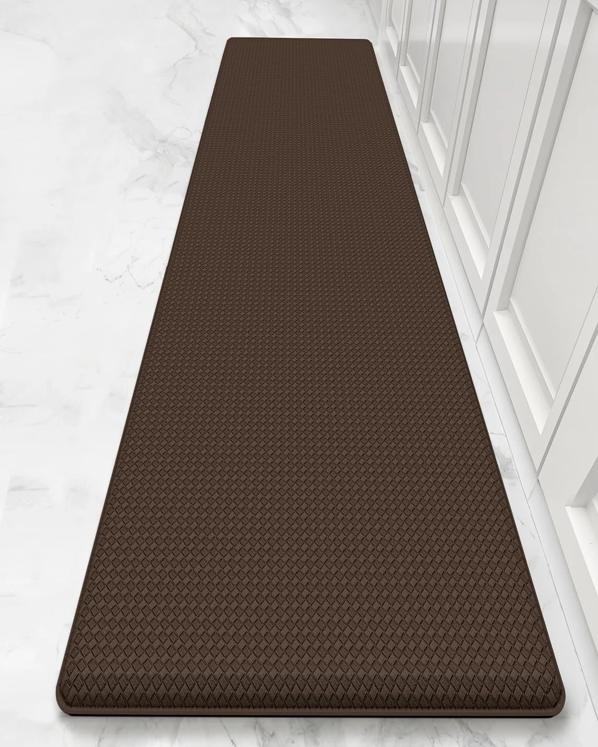 Color G Mata Kuchenna 44 x 240 cm, Reboundable Skórzany Mata Kuchenna Antypoślizgowa Zmywalny, Komfortowy Mata Kuchenna Wodoodporny do Kuchni, Sypialni, Biura (Brązowy)