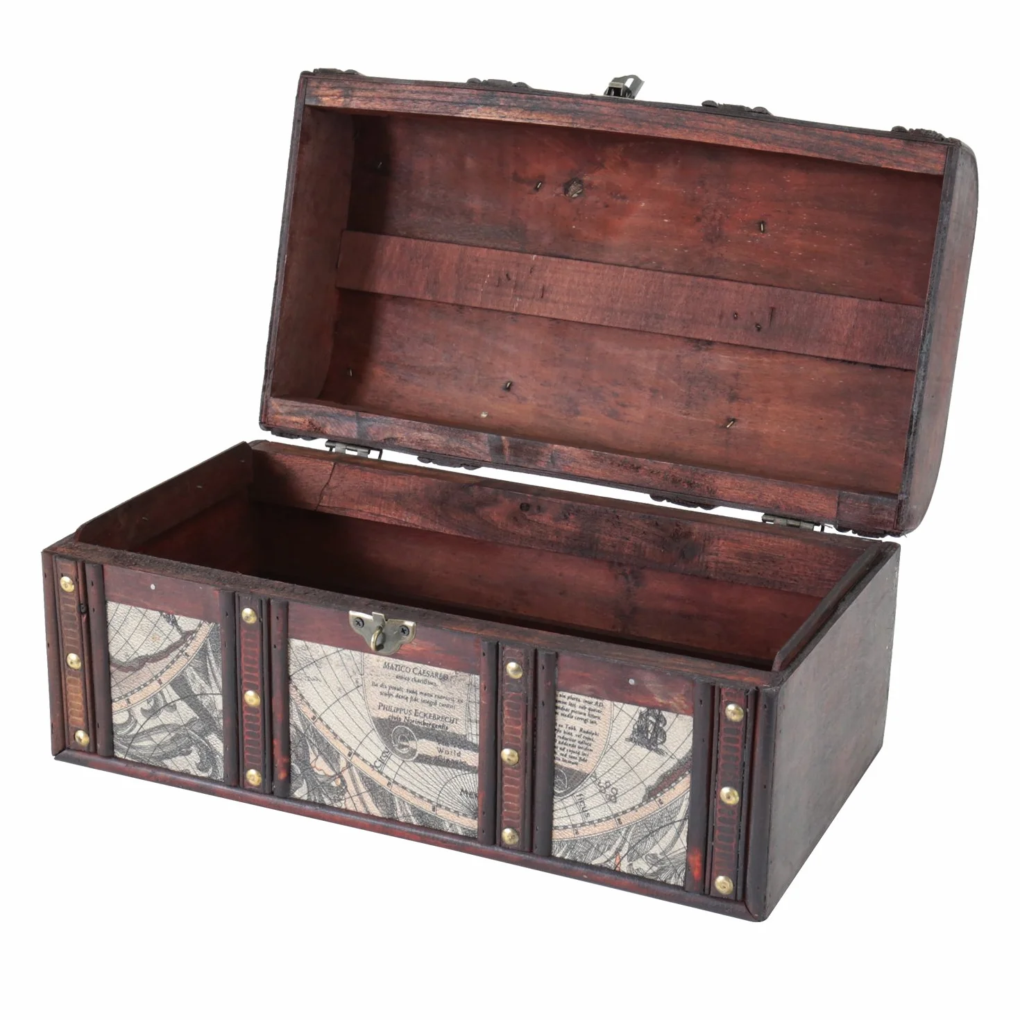 HMF 6410-159 drewniana skrzynia na skarby z zamkiem, 38 x 20 x 19 cm, duża, Francja