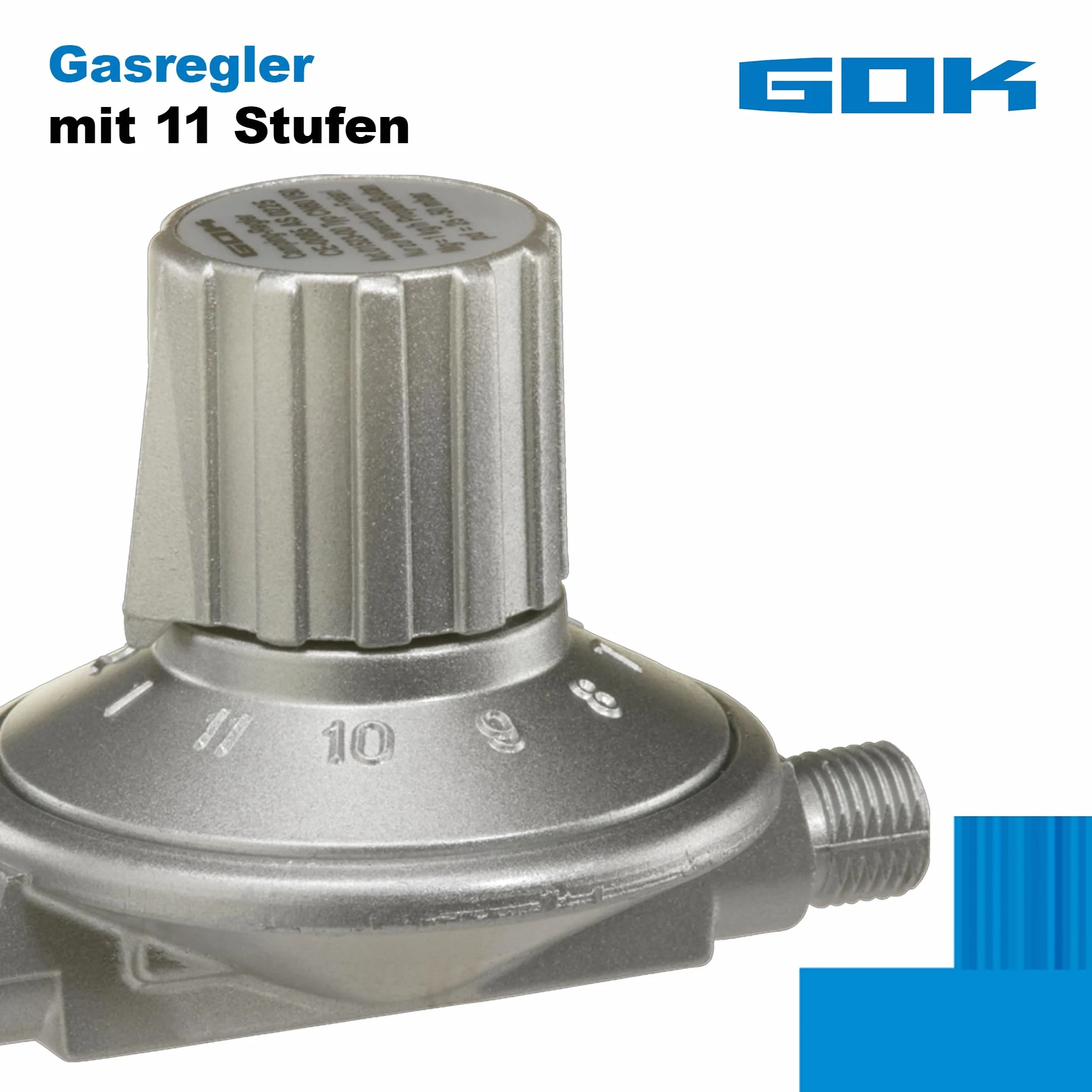 GOK 11-stopniowy regulator gazu od 25 do 50 mbar, certyfikat DIN-DVGW