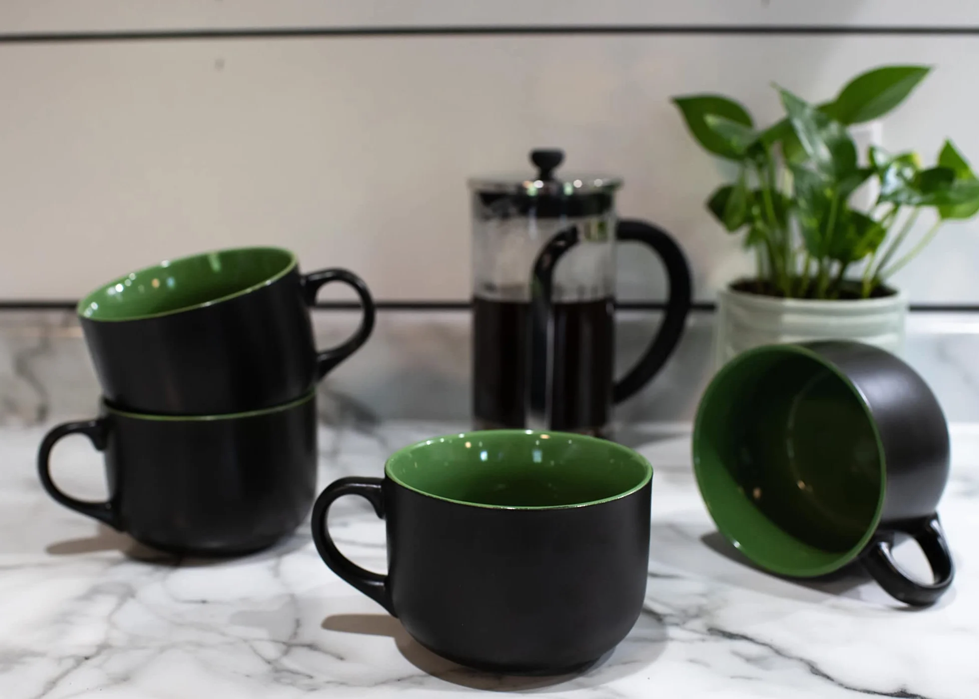 Elanze Designs Kolorowe Pop Green 680 ml błyszczące ceramiczne kubki Jumbo zestaw 4 szt