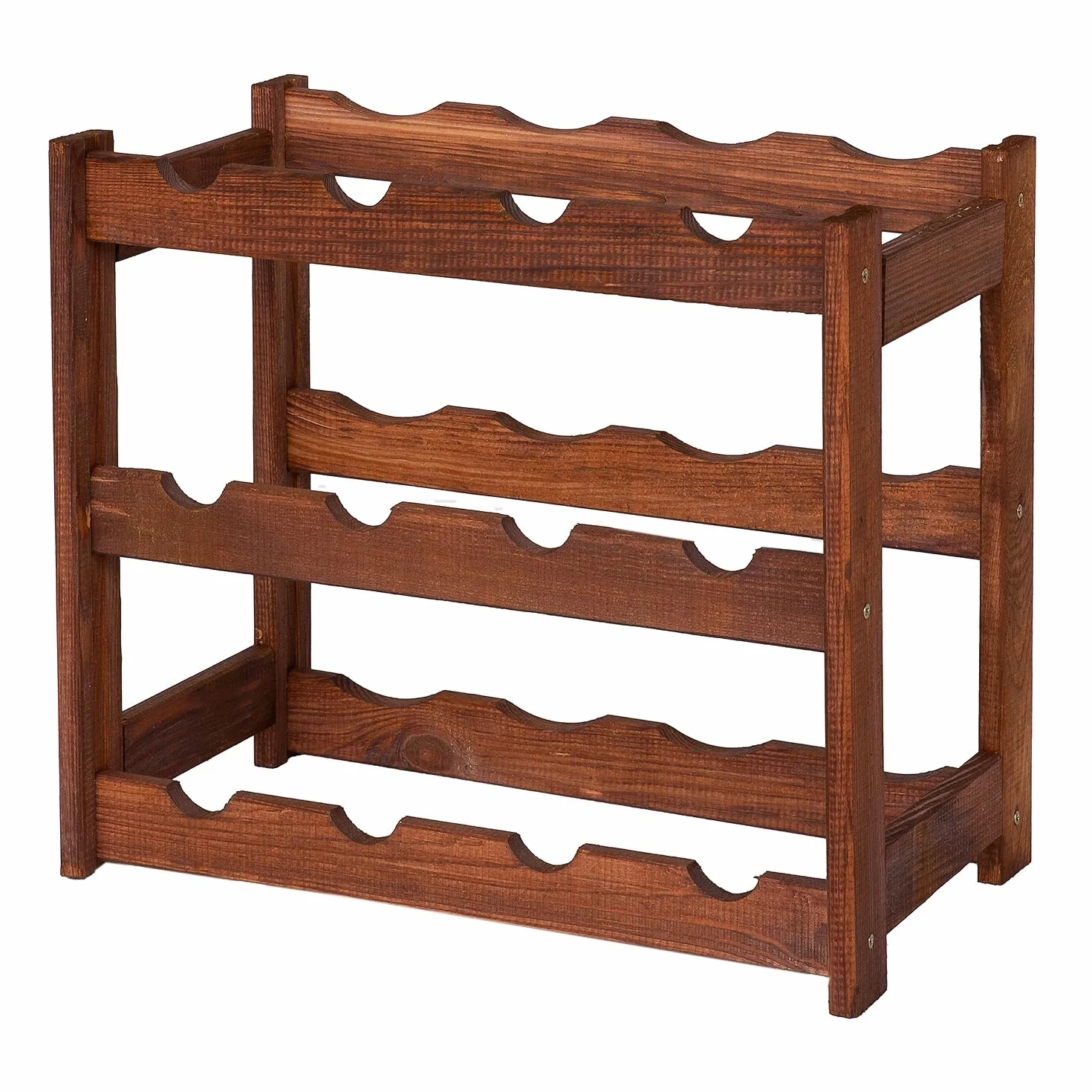 Drewniany Regał Na Wino Brązowy 12 Butelek 44x38x25 cm Naturalne Drewno Stojak Na Wino Do Kuchni Piwnicy Salonu