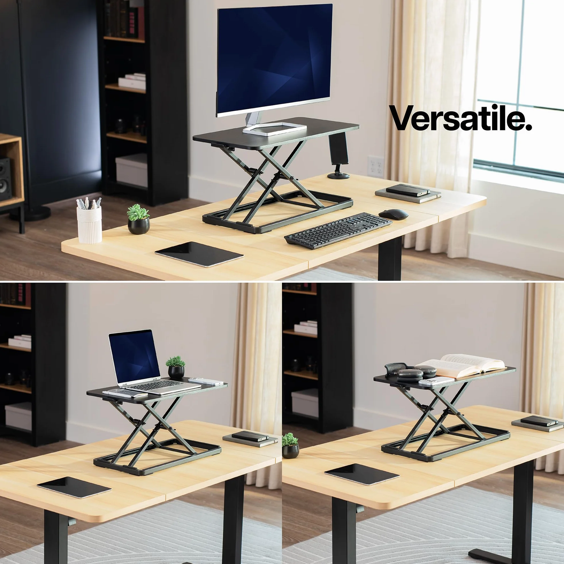 VIVO DESK-V024A Pojedynczy górny podnośnik nożycowy do klawiatury i myszy, biurko na laptopa z regulacją wysokości, do ergonomicznego stojaka roboczego, czarne, DESK-V024A