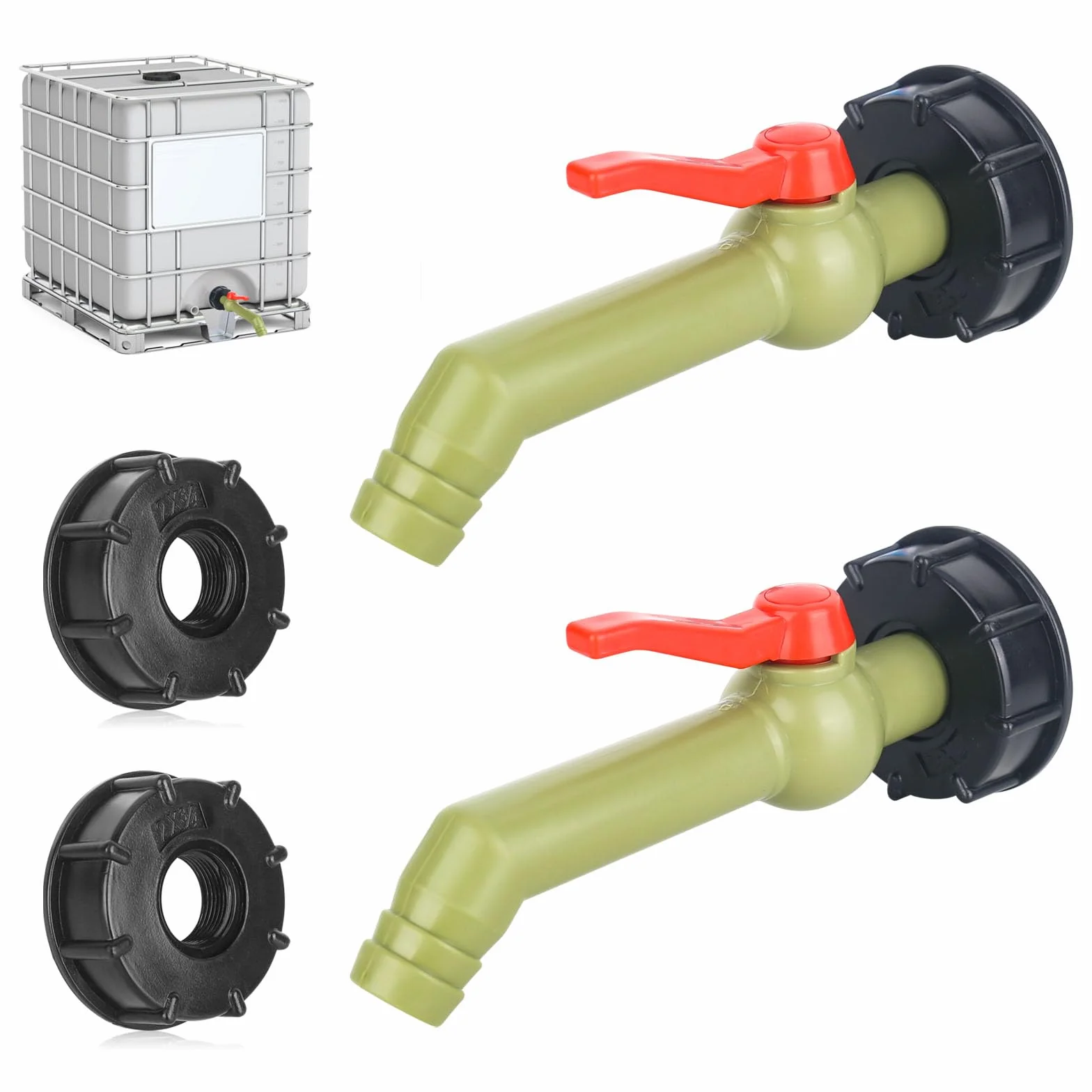 2-częściowy zestaw kranów spustowych IBC i zbiornika IBC, 1 cal kran IBC z kuleczkiem kulowym IBC do zbiornika na deszczówkę IBC, zbiornik na wodę (DN40/50)