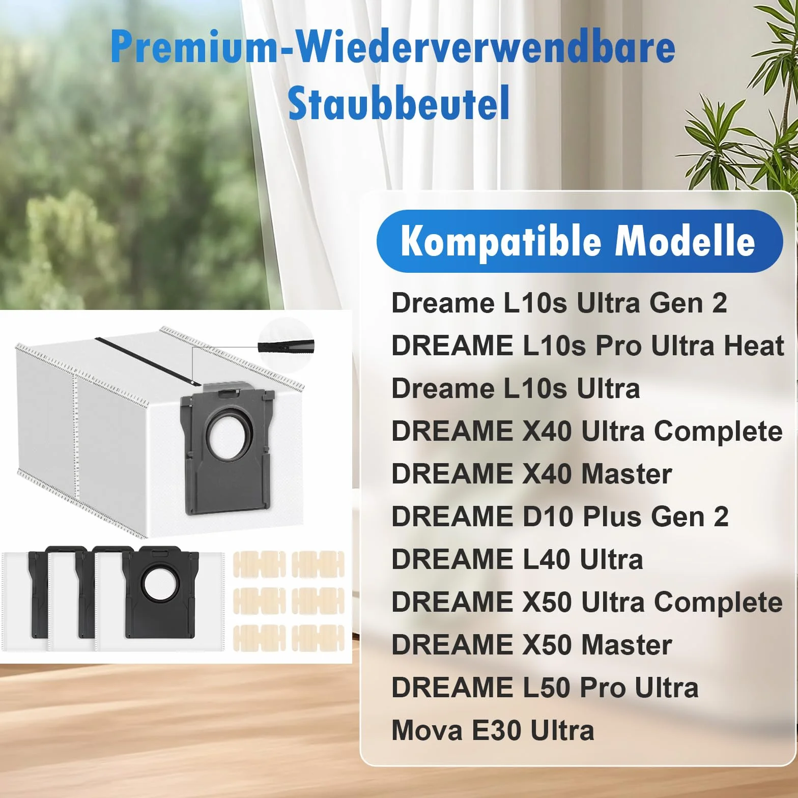 4 sztuki worków do odkurzacza wielokrotnego użytku akcesoria do Dreame X50 Ultra Complete / X40 Ultra Complete / L10s Ultra Gen 2 / L10s Ultra / D10 Plus Gen 2 / Mova E30 Ultra części zamienne do