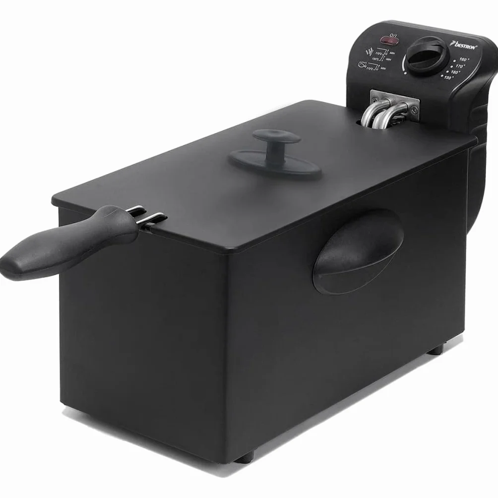 Bestron AF357B frytkownica olejowa z technologią zimnej strefy, 3,5 l, 2000 W, kolor: czarny