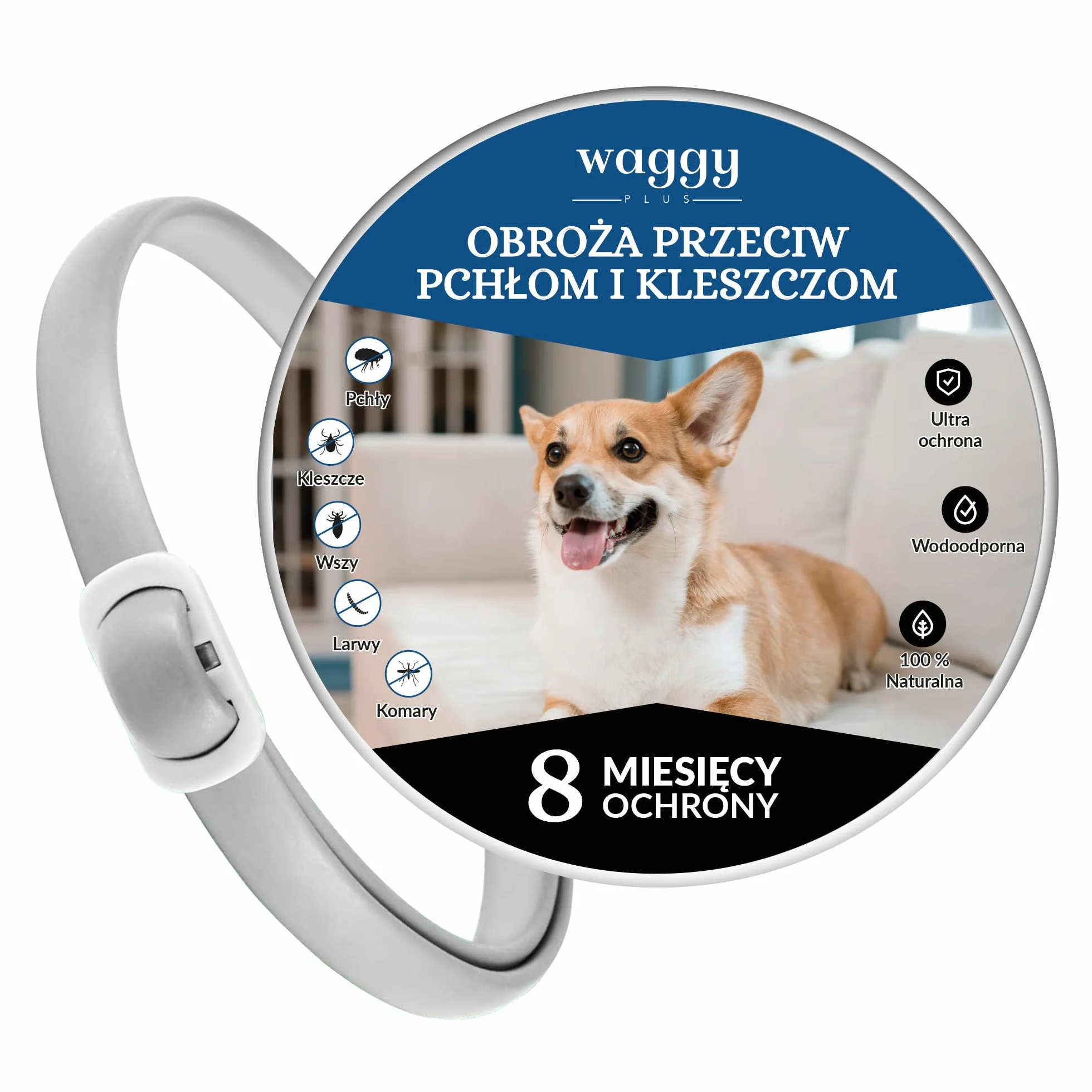 Obro탉a przeciw paso탉ytom dla 힄rednich i ma흢ych ps처w. Skuteczna ochrona Twojego zwierzaka przed pch흢ami, kleszczami, larwami, wszy i komarami. 100% naturalna.