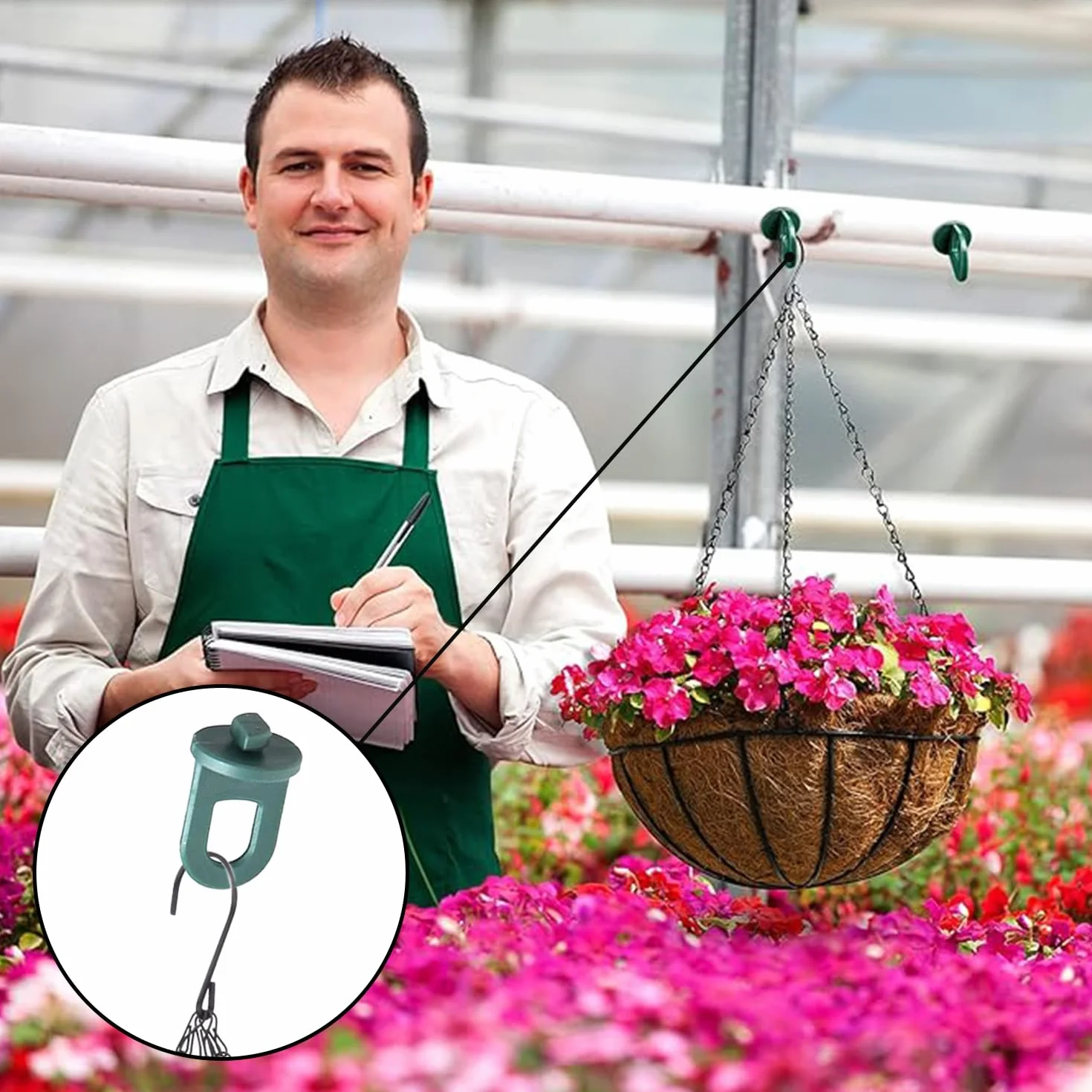 50 sztuk haczyków skręcanych Green House, plastikowe haczyki skręcane do szklarni, do szklarni ogrodowej, do wewnątrz szklarni, do zawieszania kotwic z kanałów prętów szklarniowych