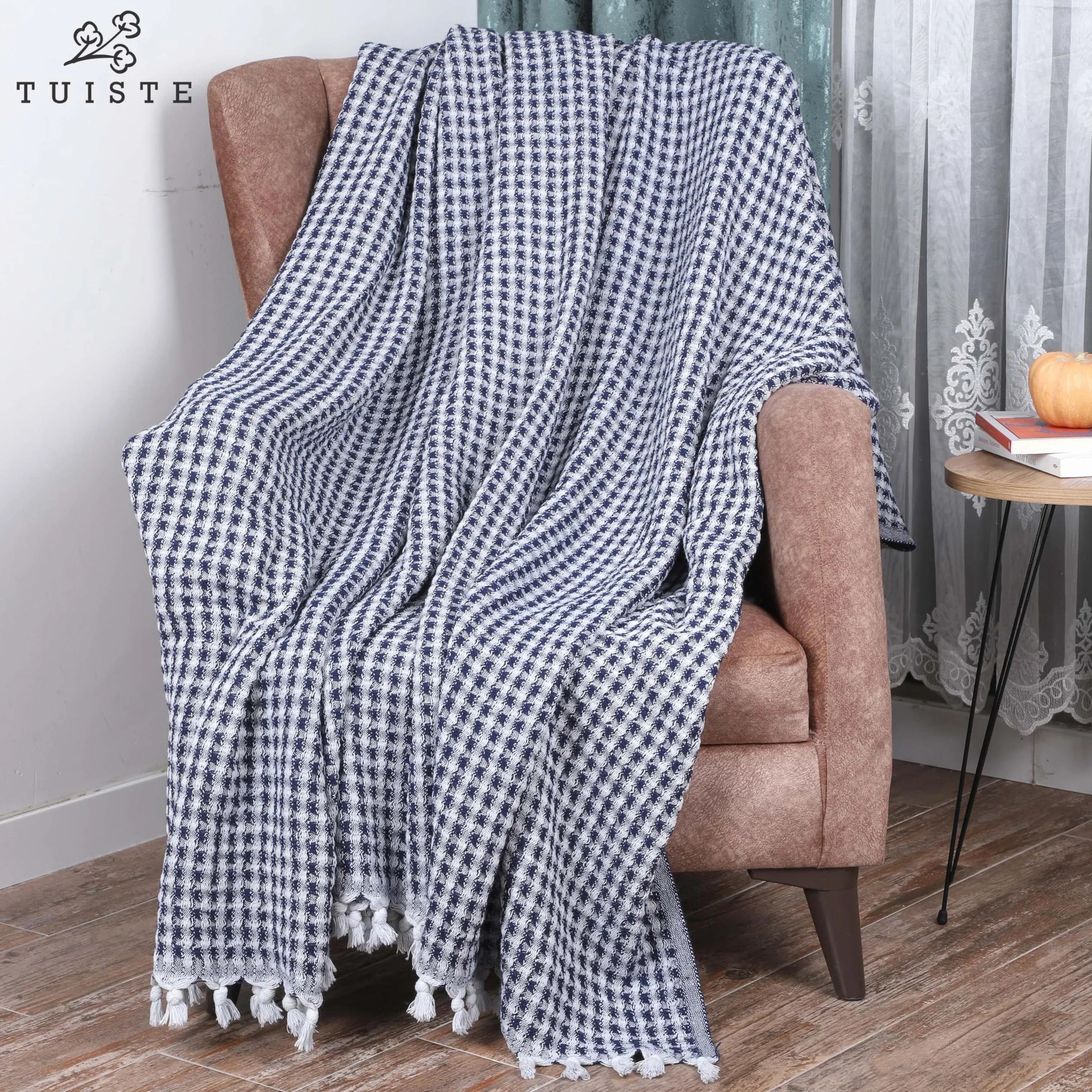 Tuiste Narzuta Klasy Premium XXL 250 x 265 cm - Petrol Niebieski, Lekka Kołdra Letnia o Strukturze Waflowej, Pled na Sofę, Bawełna