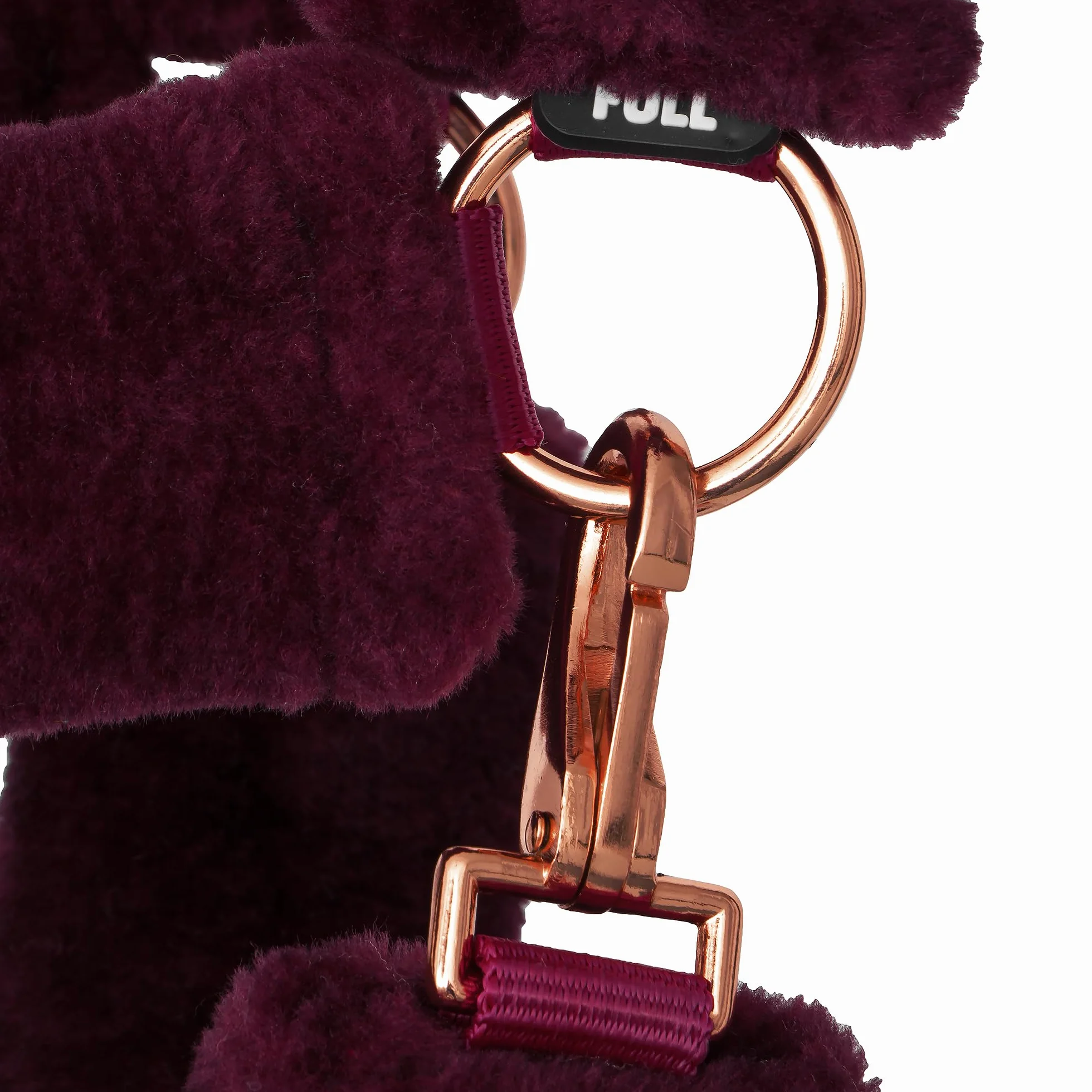 Kantar pluszowy z futerkiem teddy dla koni regulowany nylonowy bordowy Full (Warmblut)