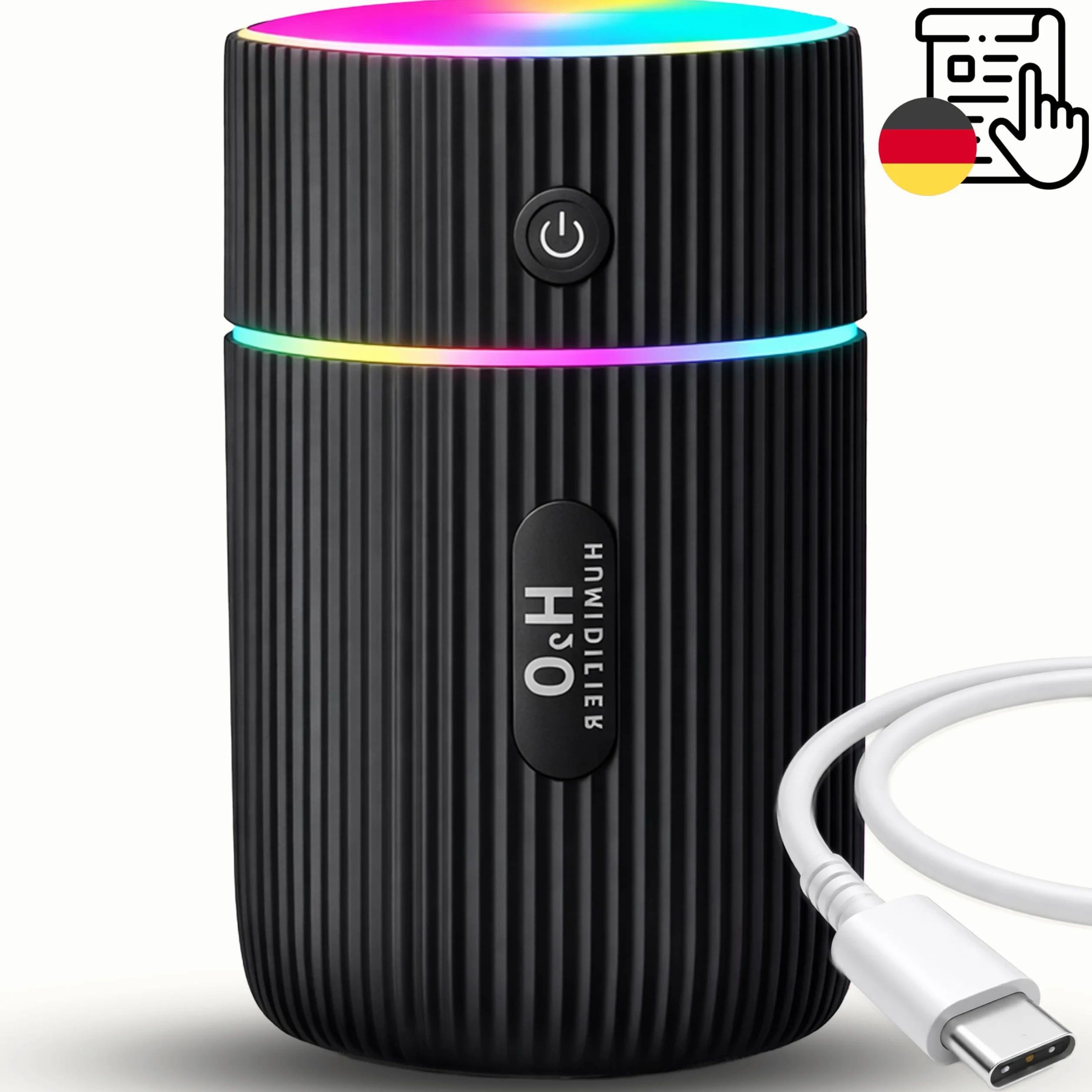 Retoo Ultradźwiękowy nawilżacz powietrza, 220 ml, 2 W, < 20 dB, cicha praca przez USB, 40 ml/h, czas pracy mgły, 4-8 h, aromat olejków eterycznych, 7-kolorowy RGB lub białe światło, mini nawilżacz do