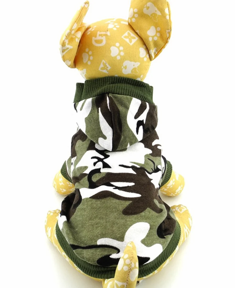 Bluza z kapturem dla psa moro zielona chihuahua Yorkshire