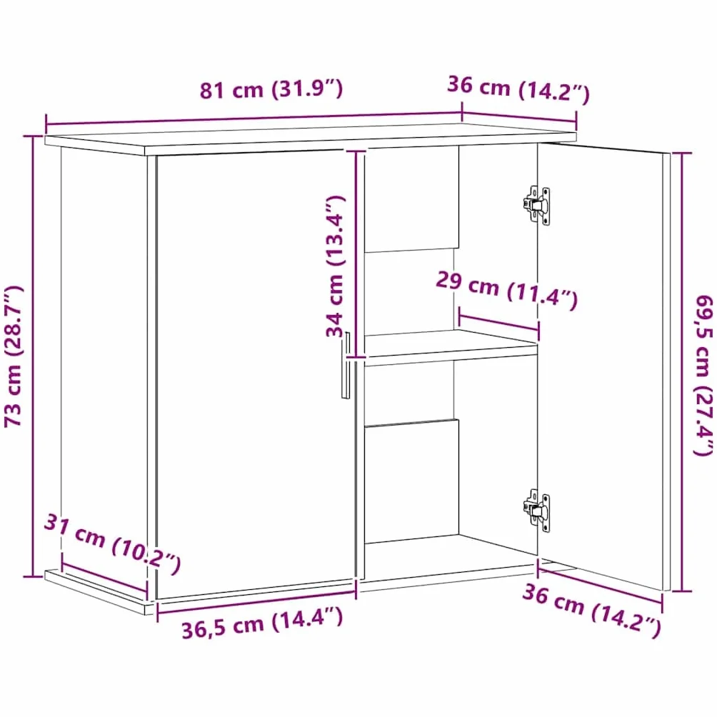 vidaXL Szafka pod akwarium czarna 81x36x73 cm
