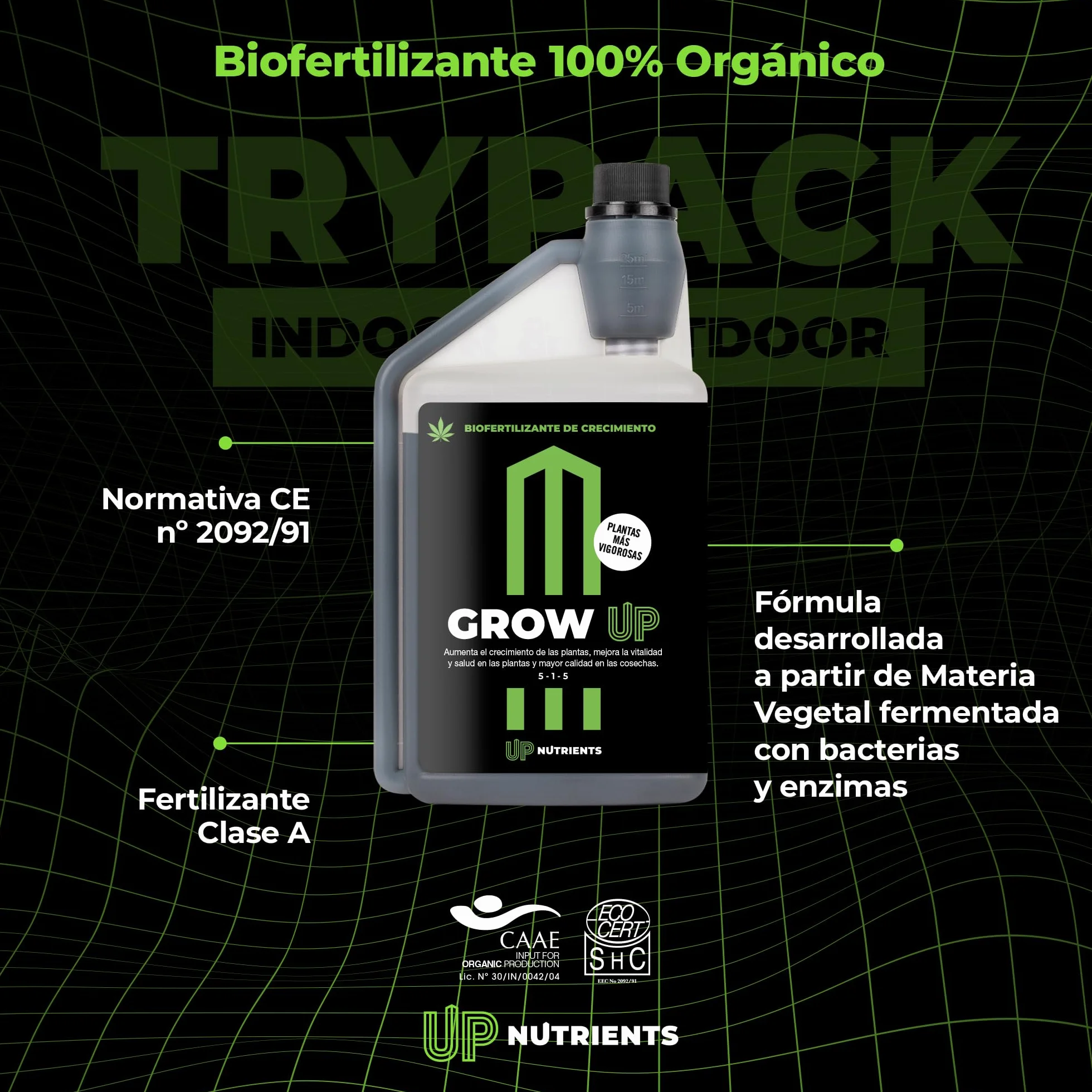 UP NUTRIENTS Trypack nawóz Grow, Bloom & Boost 250 ml | 100% nawóz organiczny do uprawy wewnątrz i na zewnątrz | ukorzenienie, wzrost i gęstość kwiatów | stymulator kwiatów i roślin