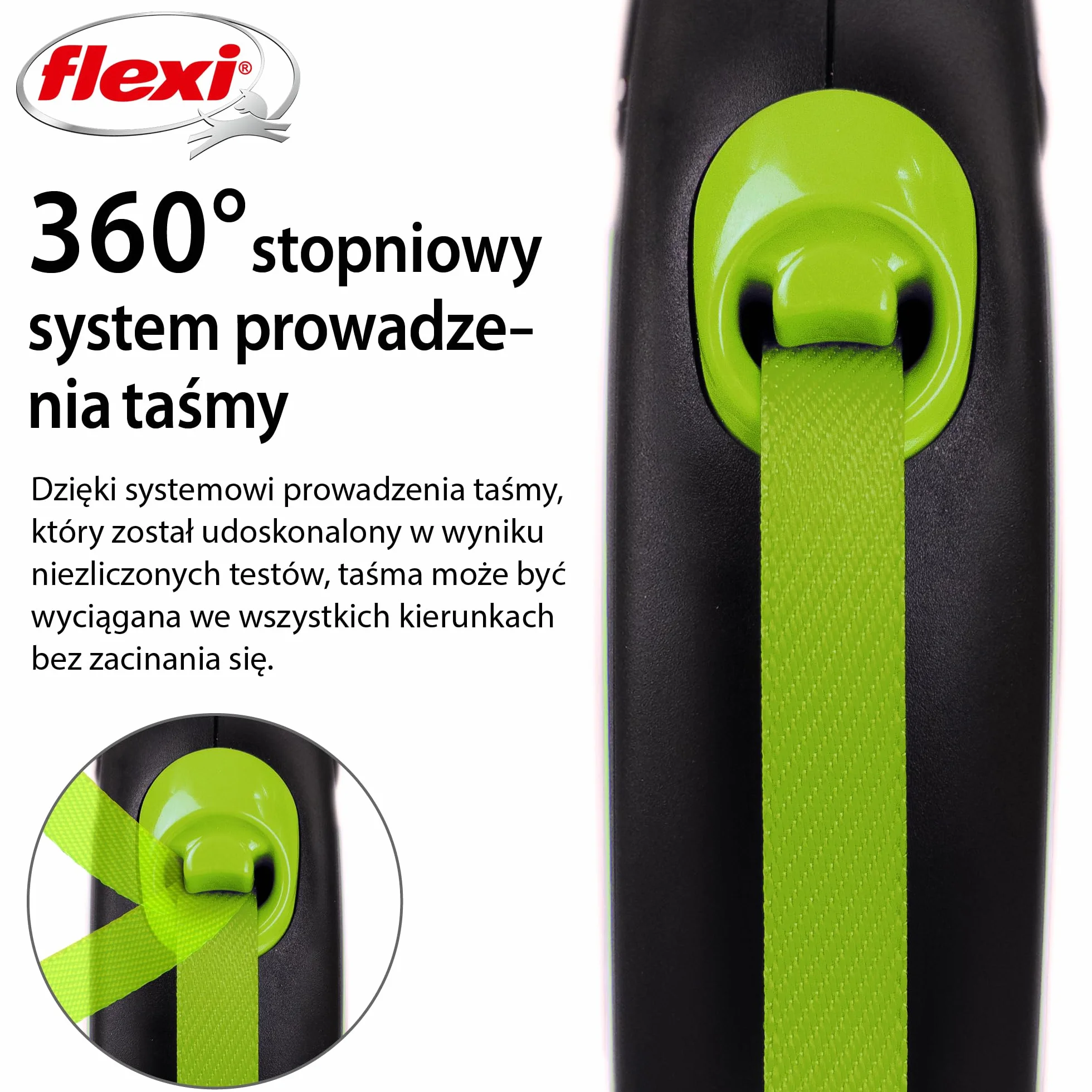 Flexi Nowa neonowa taśma zielona mała 5 m chowana smycz dla psa/smycz dla psów do 15 kg