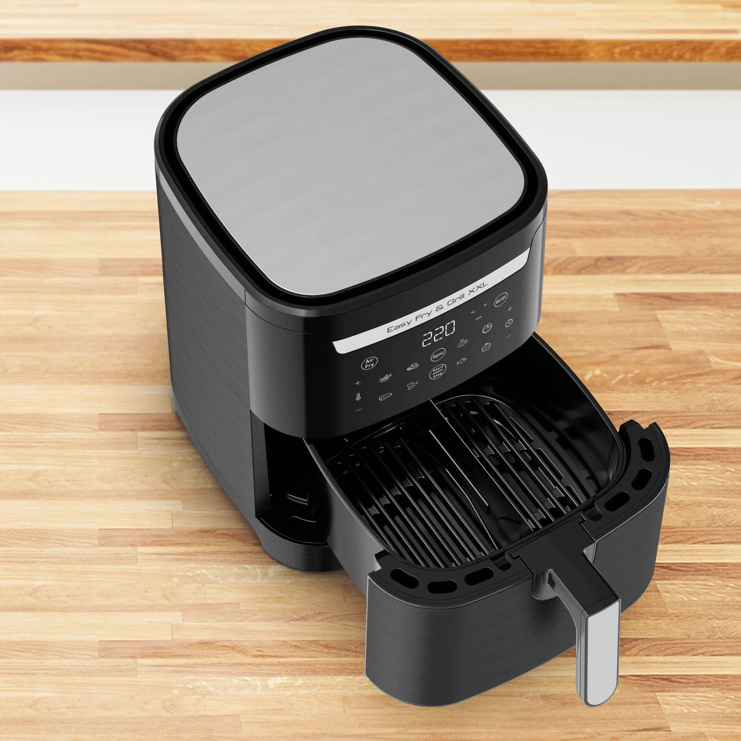 TEFAL EY8018 Easy Fry&Grill XXL Frytkownica beztłuszczowa/ grill 2w1, 6,5l pojemności, wkładka flexcook 2 dania jednocześnie, smażenie bez oleju, 70% oszczędności energii, 8 programów, 8 osób, czarna
