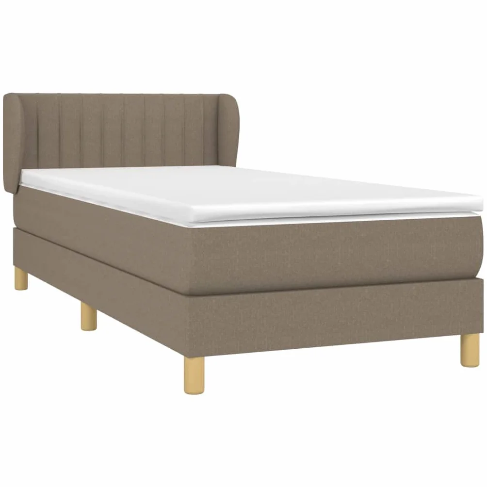 Tkanina z regulowanym zagłówkiem Sprężynowy kieszeniowy Taupe 100x200 cm | Łóżko kontynentalne z materacem sprężynowym taupe 100x200 cm tkanina z zagłówkiem