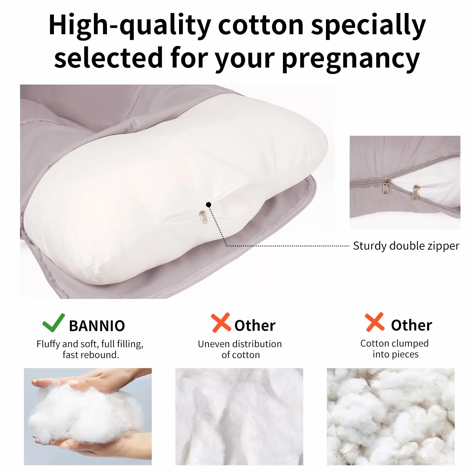 Poduszka ciążowa ze 100% bawełny, poduszka do spania na boku w kształcie litery U, poduszka do karmienia XXL, poduszka do przechowywania, poduszka ciążowa Body Pillow, ze zdejmowaną i nadającą