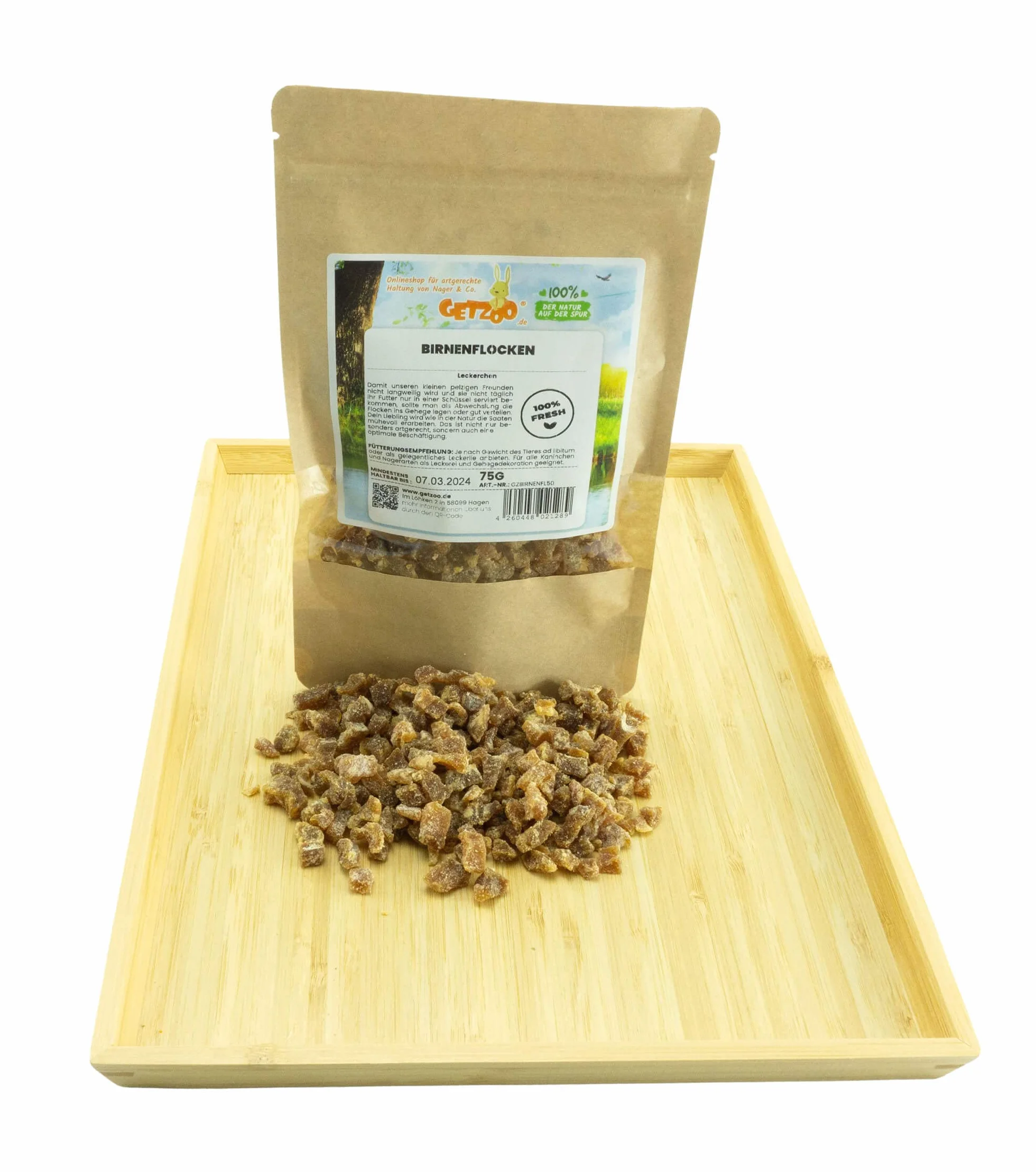 Getzoo Płatki gruszkowe klasy premium, 75 g, naturalna przekąska dla gryzoni, bogata w witaminy, minerały i błonnik, idealna dla królików, świnek morskich, chomików