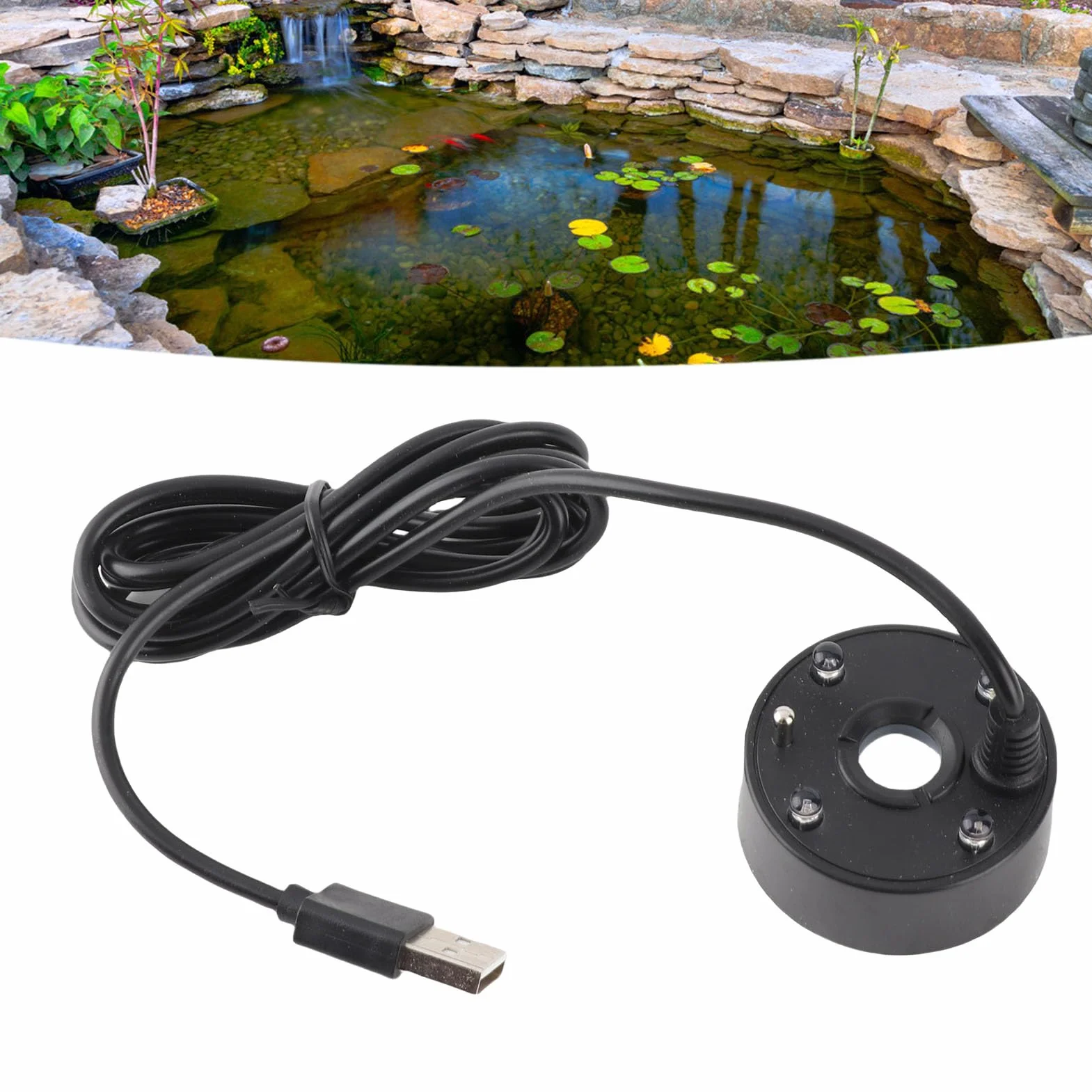 Technologia Ultra Sound Mist Maker Fogger, Zasilany Przez USB, Kolorowe Diody LED, Halloweenowa Atmosfera dla Fontann, Akwariów (TOPINCNbinzu3pxsr-12)