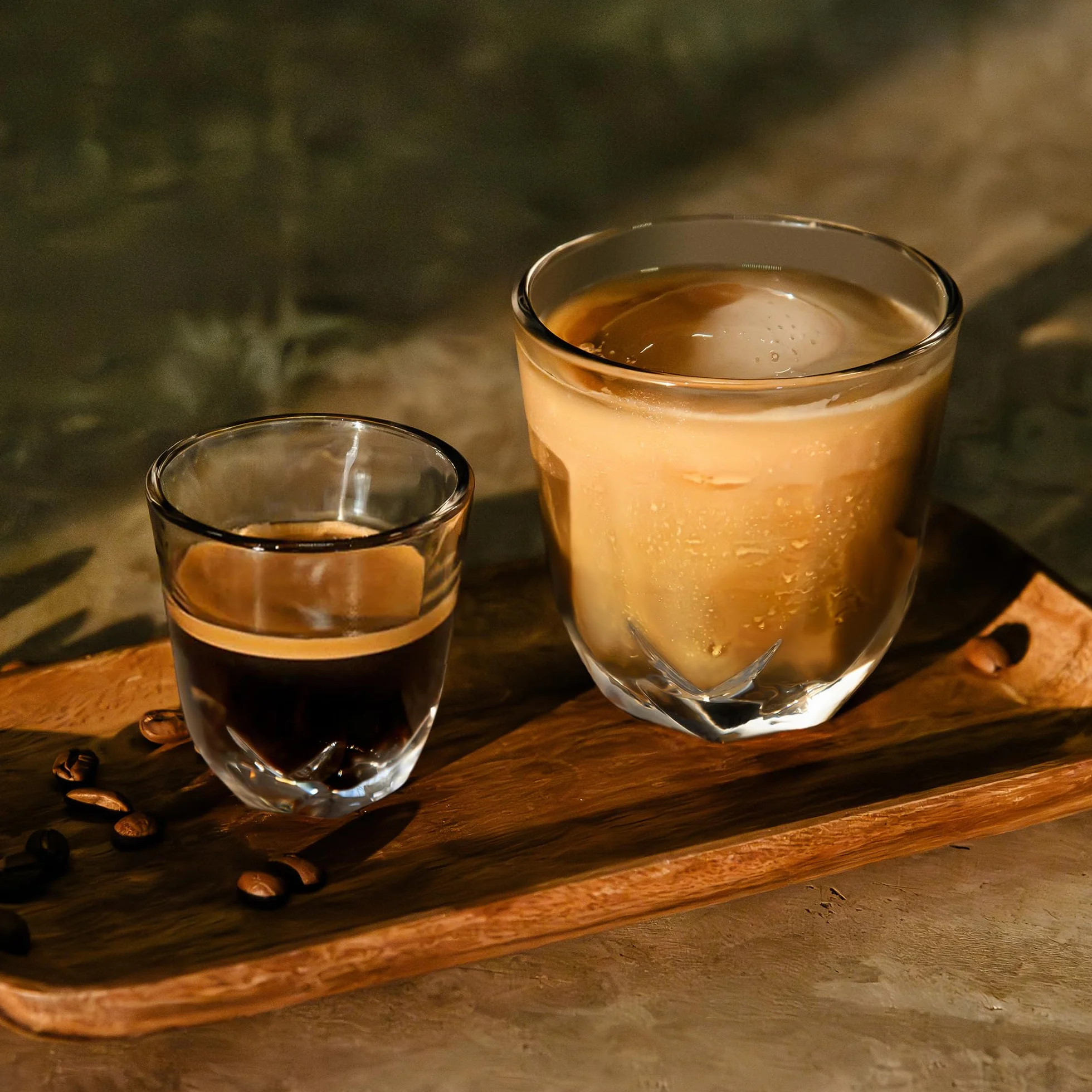 WACACO Stellar Filiżanki do espresso, zestaw 2 filiżanek do kawy, 1 x 60 ml i 1 x 200 ml, szklanka sodowo-limonkowa, ośmiostronny design, kubek do kawy do espresso, latte, cappuccino, mokka