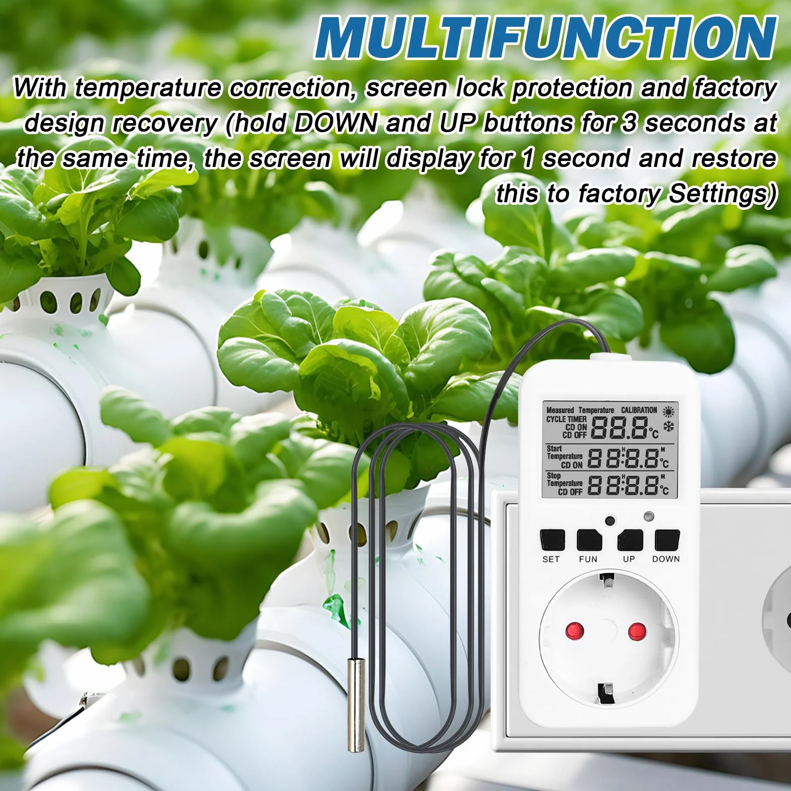 Cyfrowy termostat 230 V wodoszczelny regulator temperatury z czujnikiem do szklarni akwarium terrarium