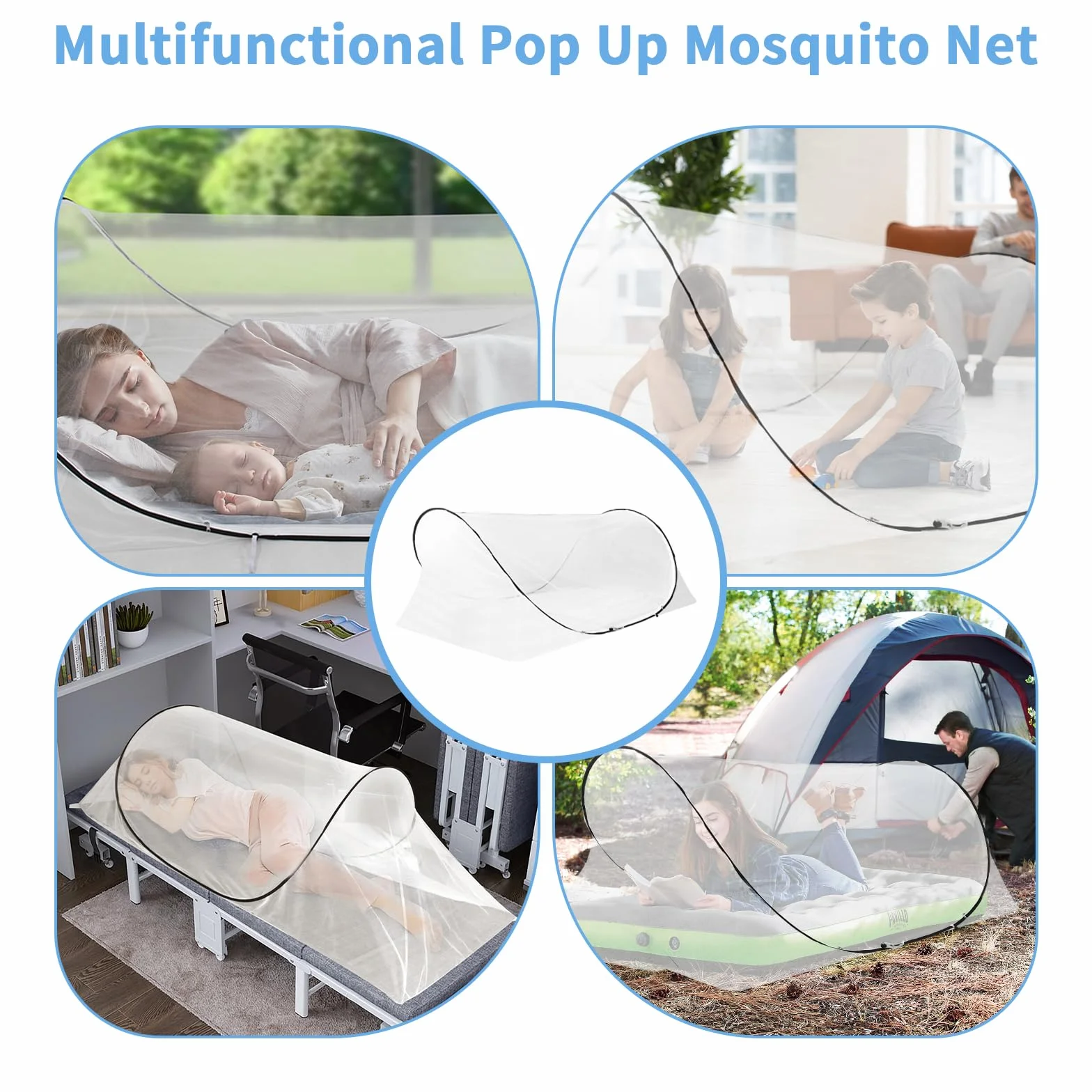 Moskitiera Pop Up 200 x 100 x 70 cm, pojedyncze łóżko, moskitiera podróżna, składana, przenośny namiot kempingowy, namiot na komary do łóżka, domu, na kemping na świeżym powietrzu, łatwy montaż i