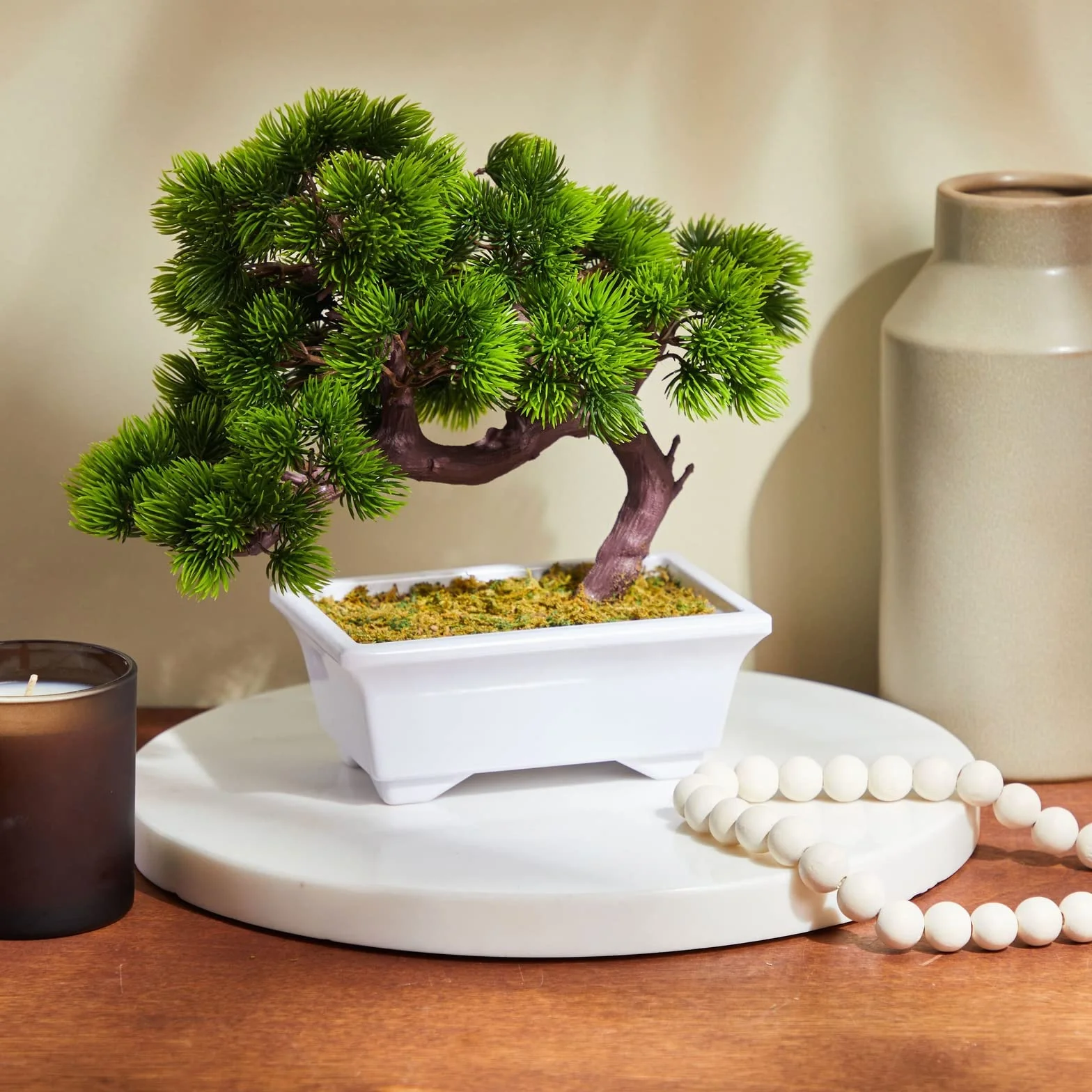 Sztuczne drzewko bonsai do japońskiego ogrodu zen, dekoracja domu, 26 x 13 x 24 cm