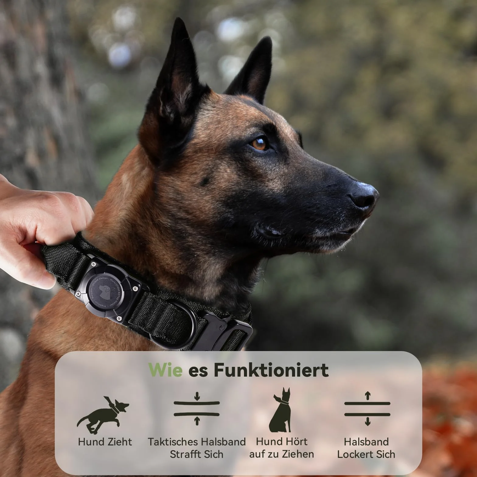 DE AirTag Tactical Dog Collar 2.0 JL M czarny M 15"-19"