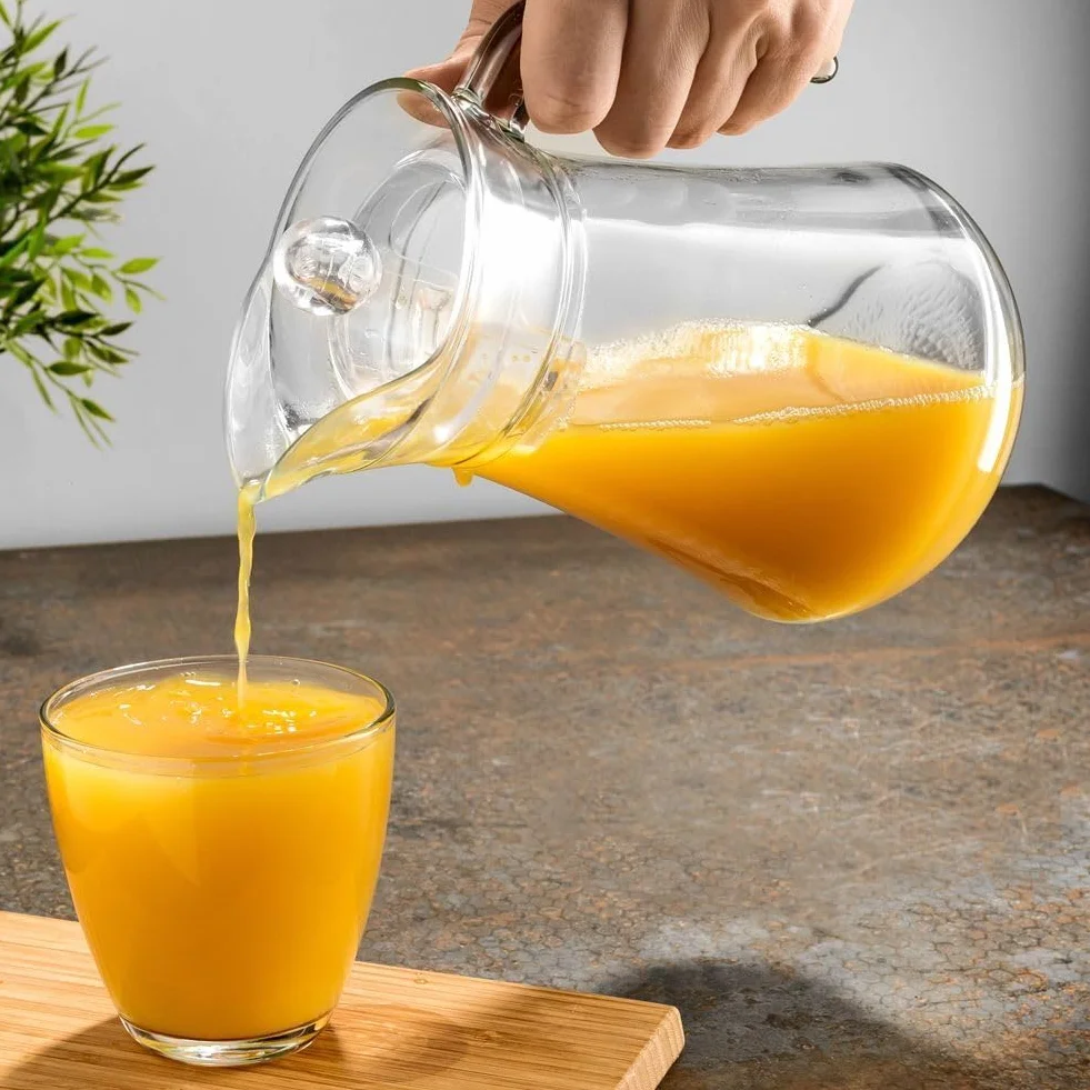 VILDE Szklana karafka | 1,4 l | dzbanek szklany z pokrywką i dzióbkiem