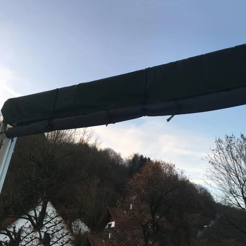 Pokrowiec na markizę ogrodową, pokrowiec do przechowywania 420D Oxford przed promieniowaniem UV pyłoszczelny odporny na śnieg i deszcz w zimie, na meble z baldachimem (3,5 m czarny)