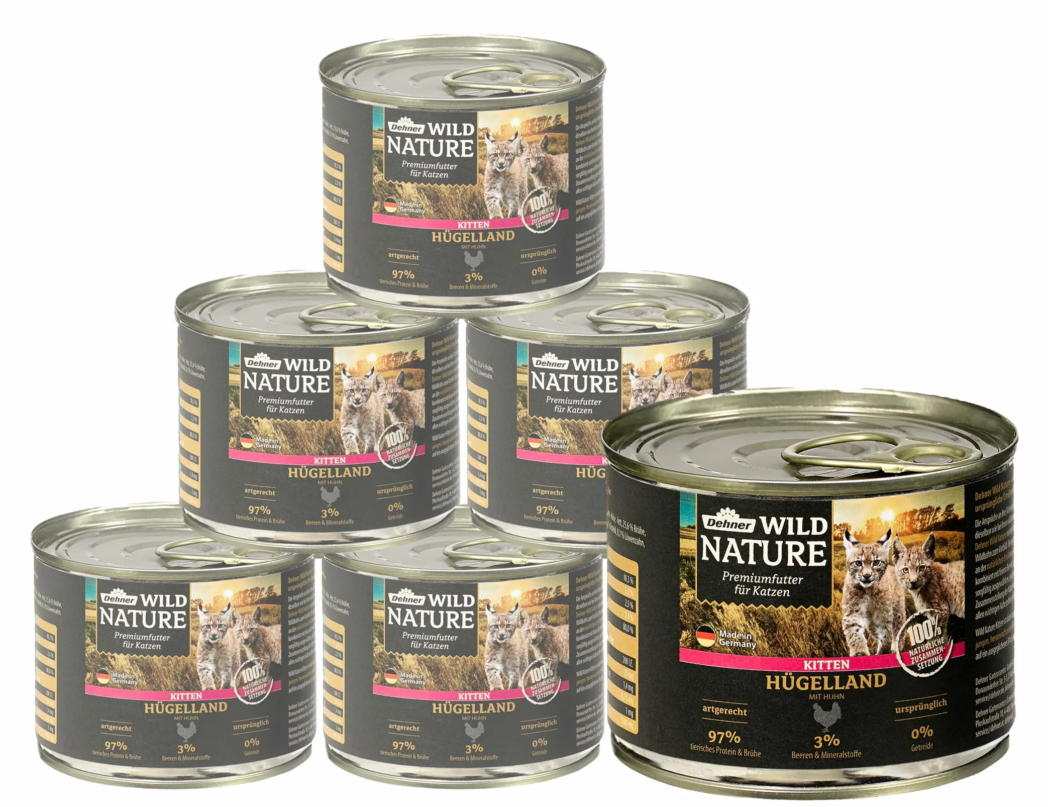 Dehner Wild Nature karma dla kotów mokra bez zbóż 6 x 200 g