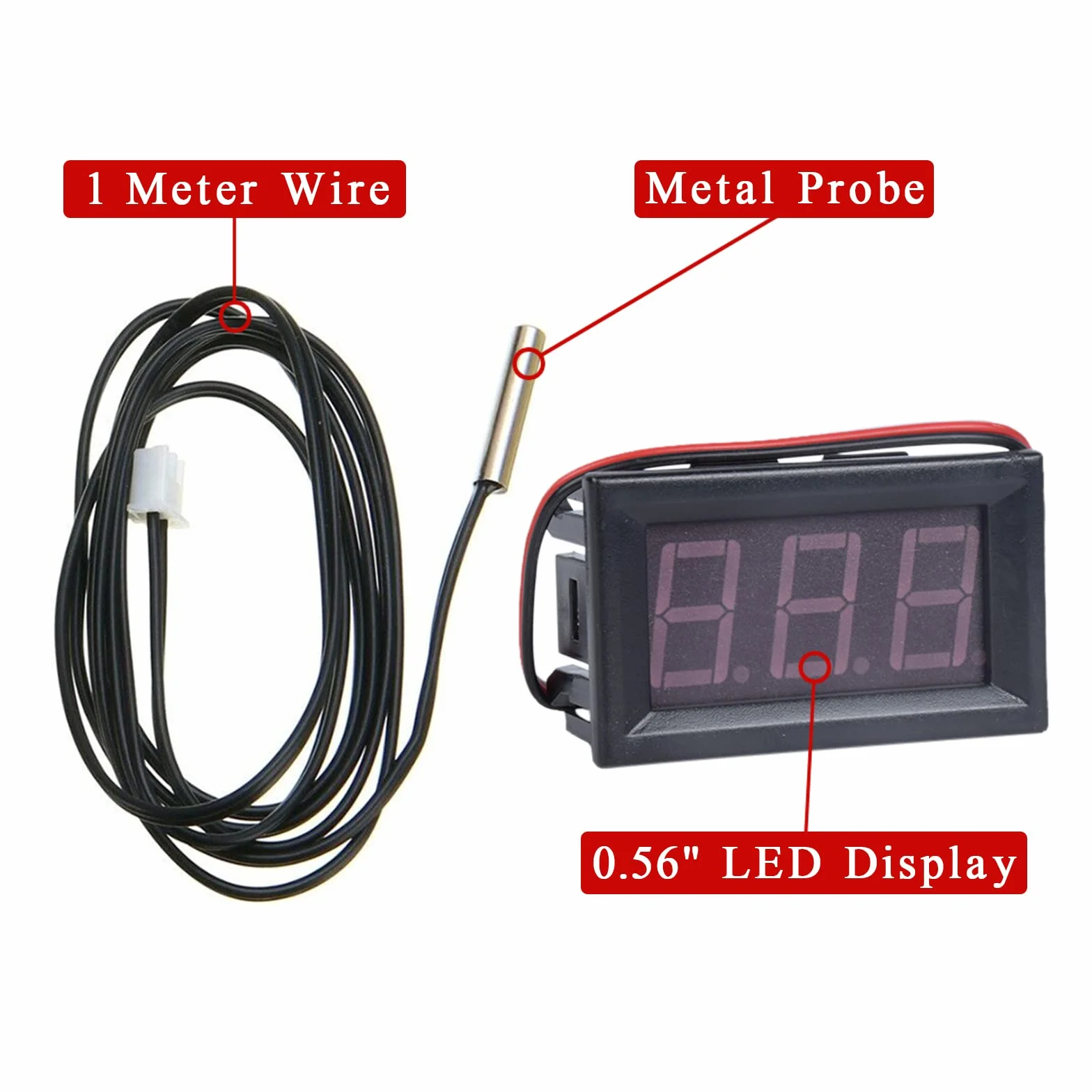 Cyfrowy Termometr z Sondą Miernik Temperatury Wody 12V Elektroniczny Termometr do Lodówki Akwariowej(Niebieski)