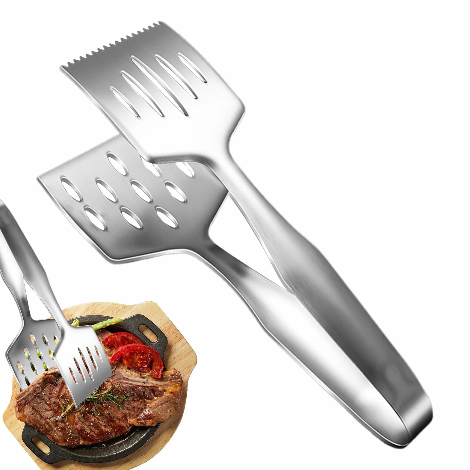 Szczypce do gotowania, szczypce do obracania ryb ze stali nierdzewnej, ergonomiczna konstrukcja, zapobiegające oparzeniom, wielofunkcyjne narzędzie kuchenne do grillowania w domu