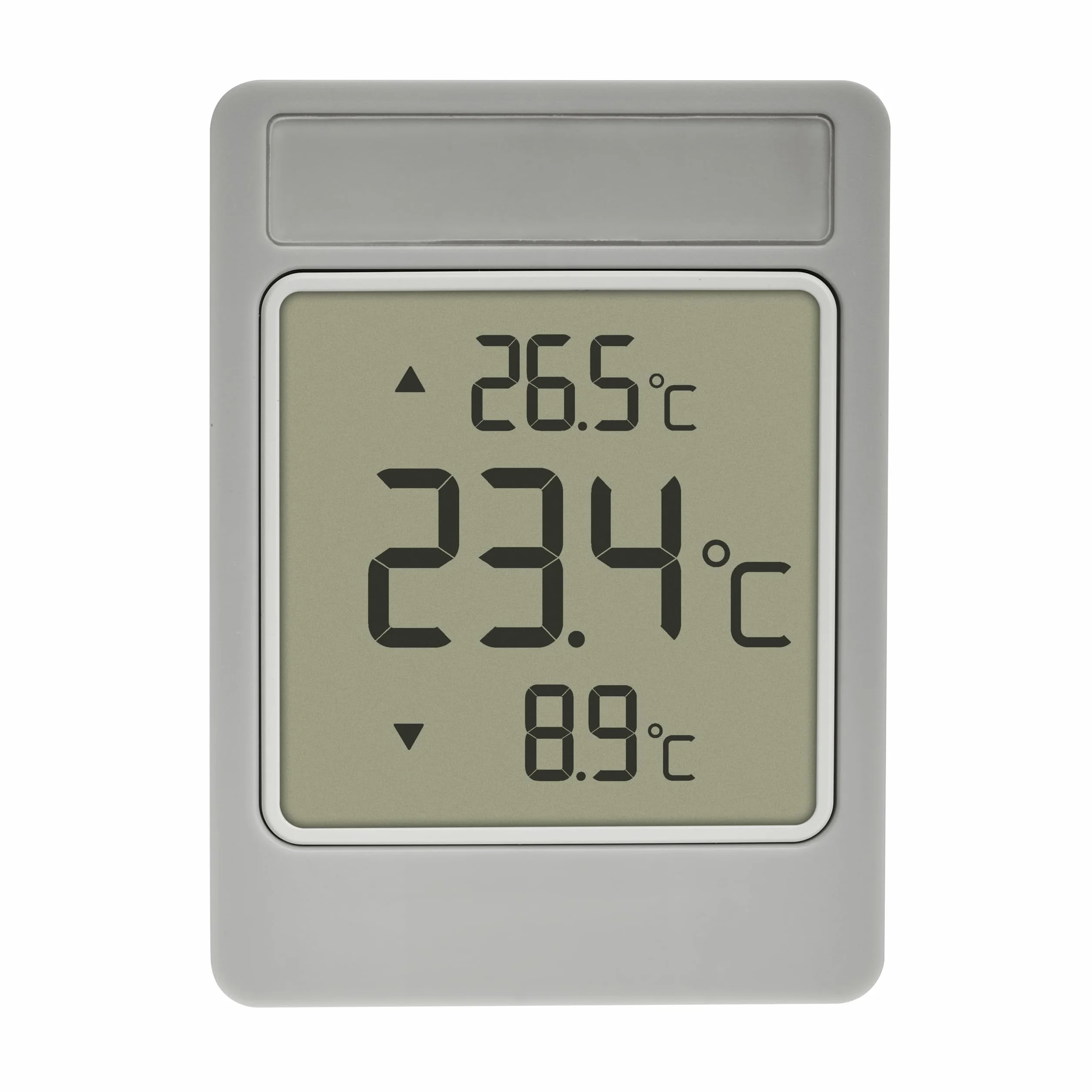 TFA Dostmann WINDOO 30.1067.15 cyfrowy termometr okienny, odporny na warunki atmosferyczne, maks. wartości mini, z samoprzylepną folią, bez wiercenia, szaro-biały