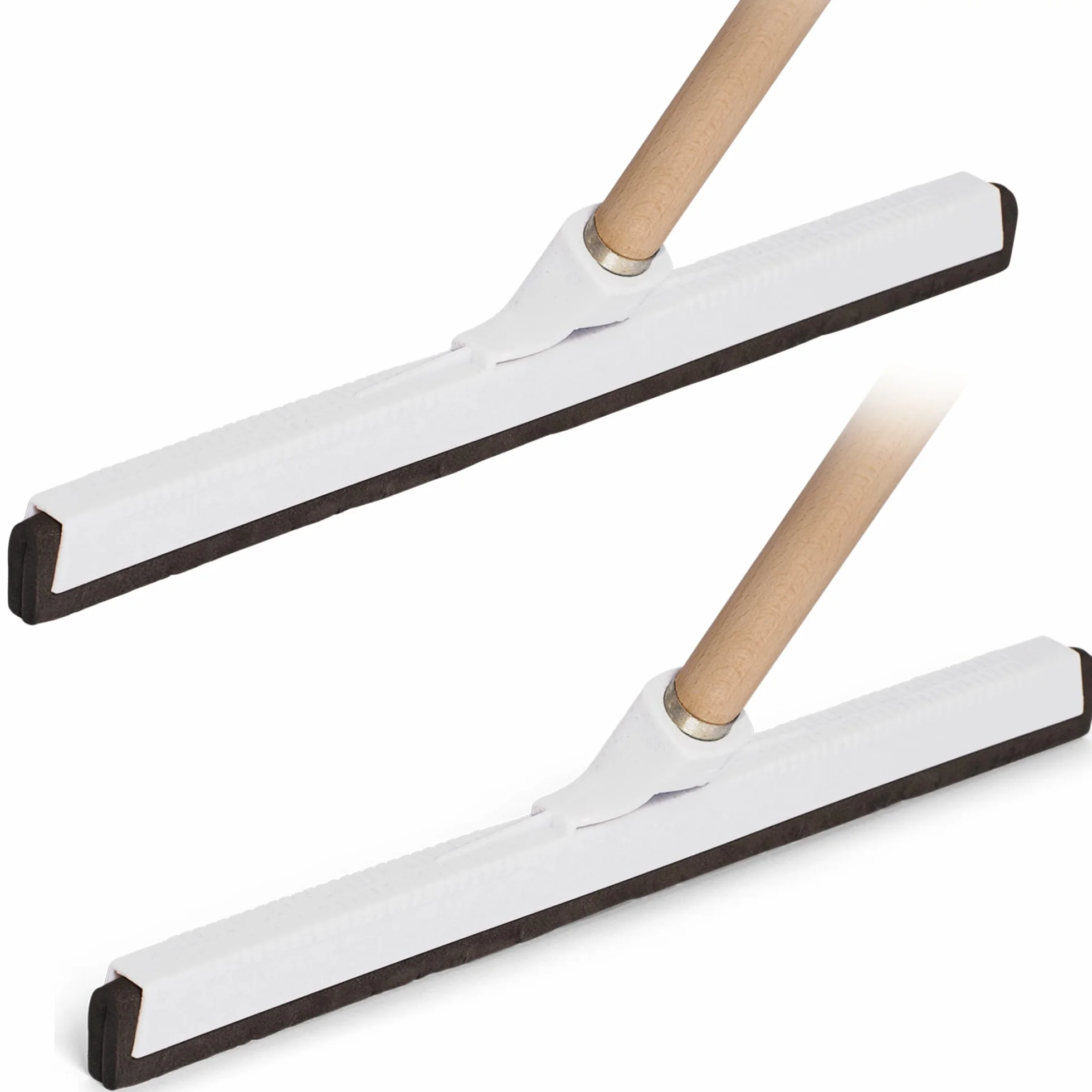 Novaliv 2 x ściągaczka do wody z drewnianym trzonkiem z tworzywa sztucznego, 43 cm, ściągaczka do wody, prysznic, ściągaczka gumowa, ściągaczka do samochodu, okien, basenu, ściągaczka do łazienki, prysznica, szerokość XXL, ściągaczka do wody, na taras i p