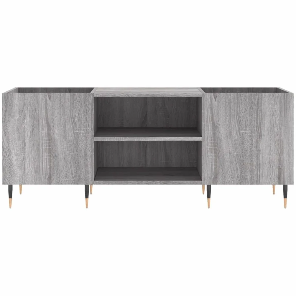 Szafka panelowa Sonoma szara, materiał drewnopochodny z żelaznymi nogami, 121 x 38 x 48 cm, szafka winylowa na płyty winylowe LP, do przechowywania, do salonu i sypialni