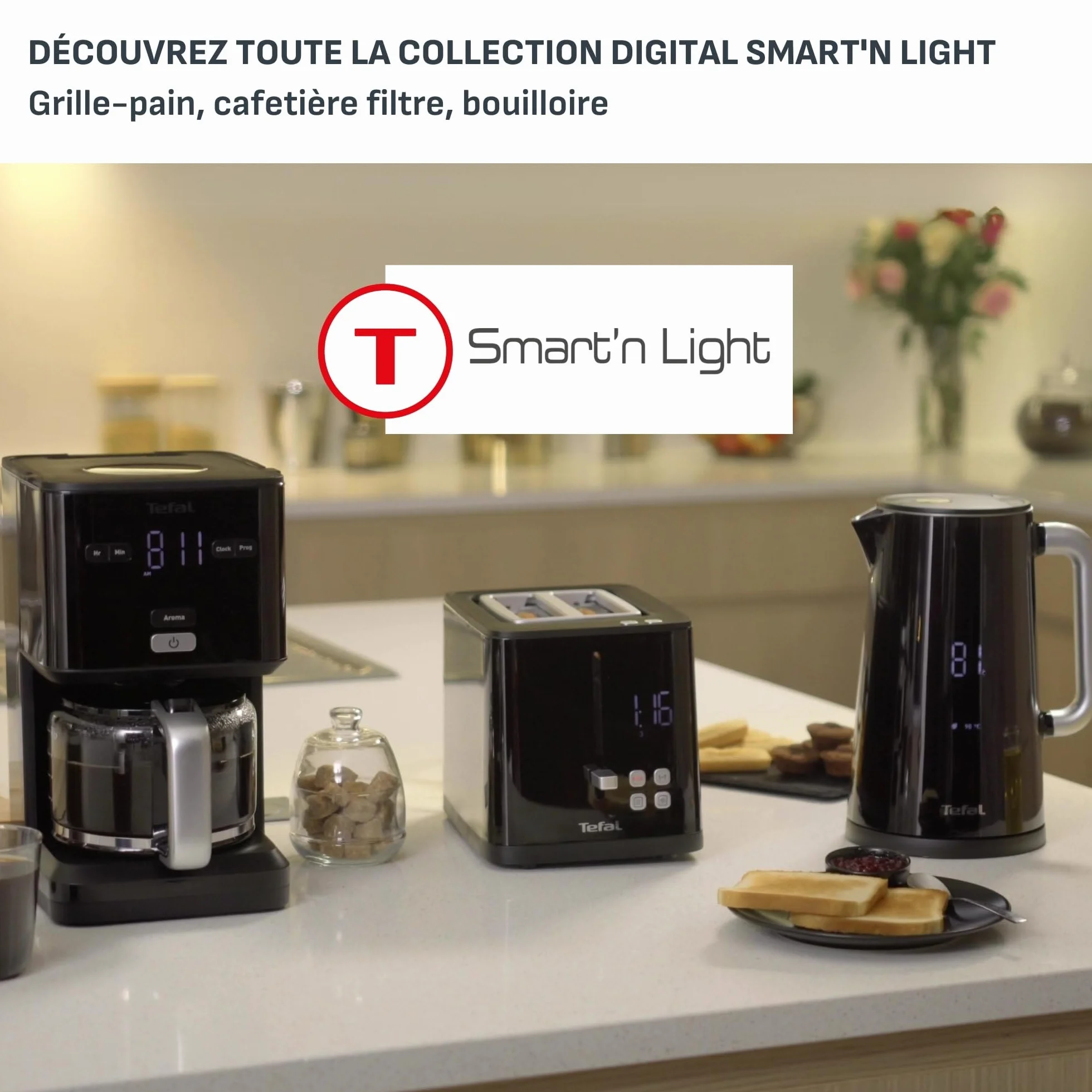 Tefal KO8508 Smart & Light Czajnik Elektryczny pojemność 1.7 l, cyfrowy wyświetlacz, opcje wyboru temperatury wody