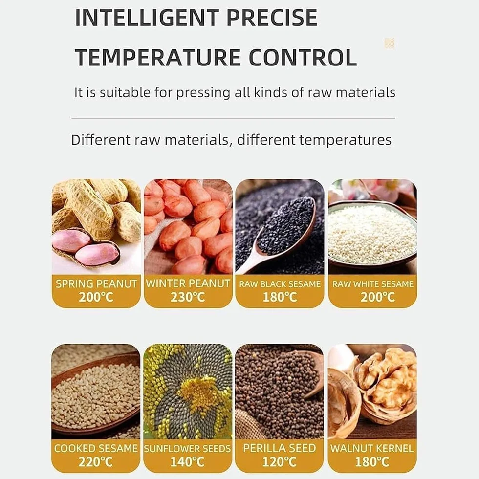 Ekstraktor oleju z nasion tłoczony na zimno, inteligentna kontrola, regulacja temperatury 40-240℃ do domowej kuchni i użytku komercyjnego