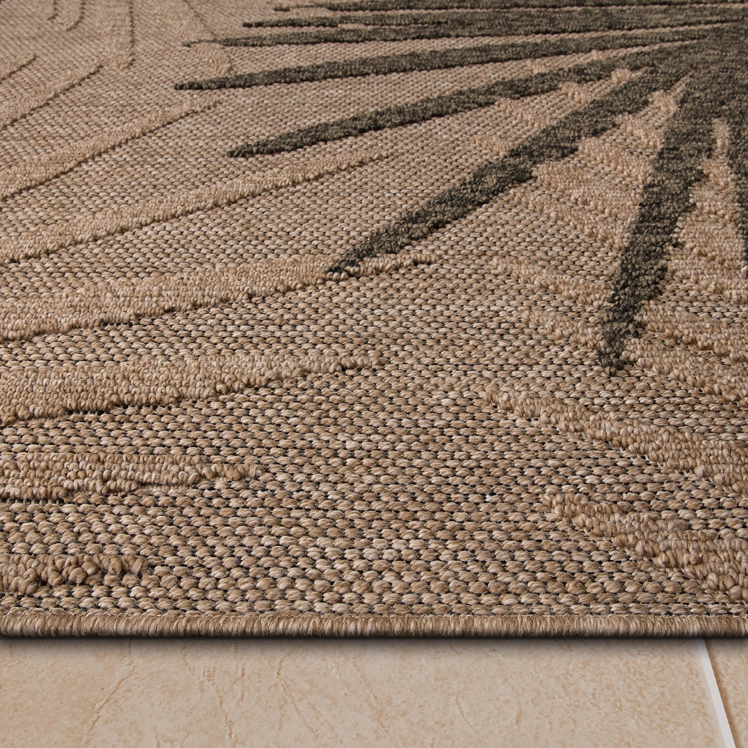 Paco Home Dywan Zewnêtrzny Taras Balkon Dywan Do Kuchni Boho Kwiaty Geometryczna, Rozmiar:200x280 cm, Kolor: Be¿owy 2