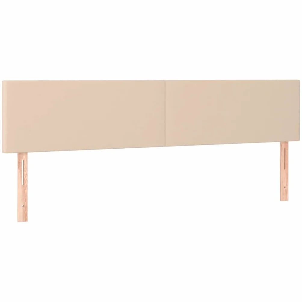 Łóżko kontynentalne ze sztucznej skóry, kolor cappuccino, 200 x 200 cm, w zestawie materac ze sprężynami kieszeniowymi, regulowany zagłówek, przyjazny dla skóry ochraniacz na materac