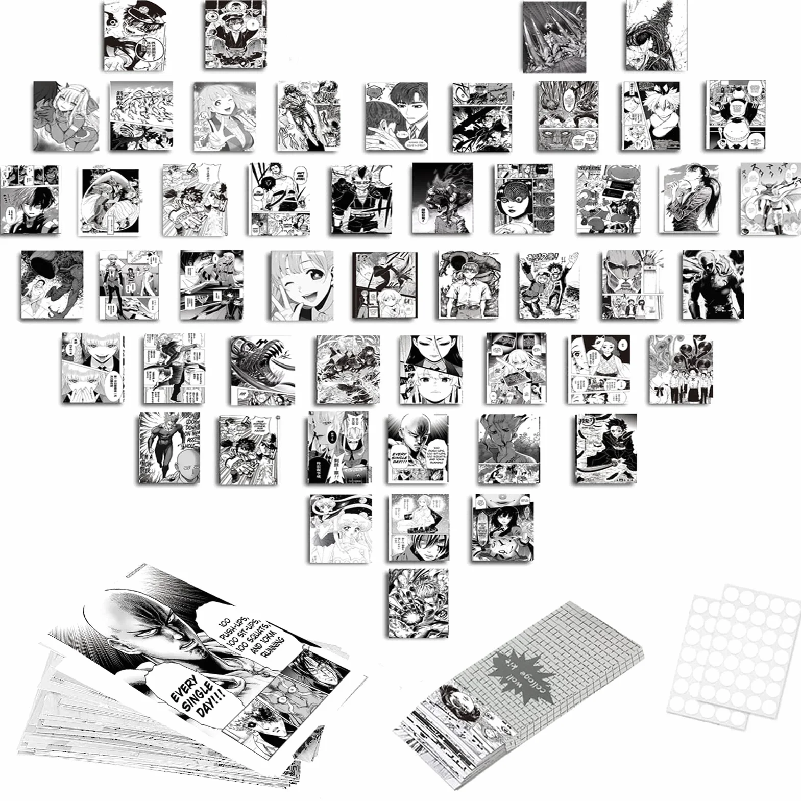 Dingfeiyu Zestaw kolaży ściennych, anime, estetyczny kolaż fotograficzny, plakat anime, manga, kolaż, zestaw do dekoracji pokoju, dekoracja ścienna do akademika, dekoracja pokoju dla dziewcząt i