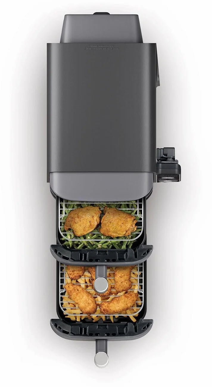 Ninja Double Stack XL Air Fryer frytkownica na gorące powietrze z termometrem cyfrowym, 9,5 l Airfryer, pionowa, cztery ustawienia gotowania, 2 stopnie gotowania i 2 poziomy, 6 funkcji gotowania, 8